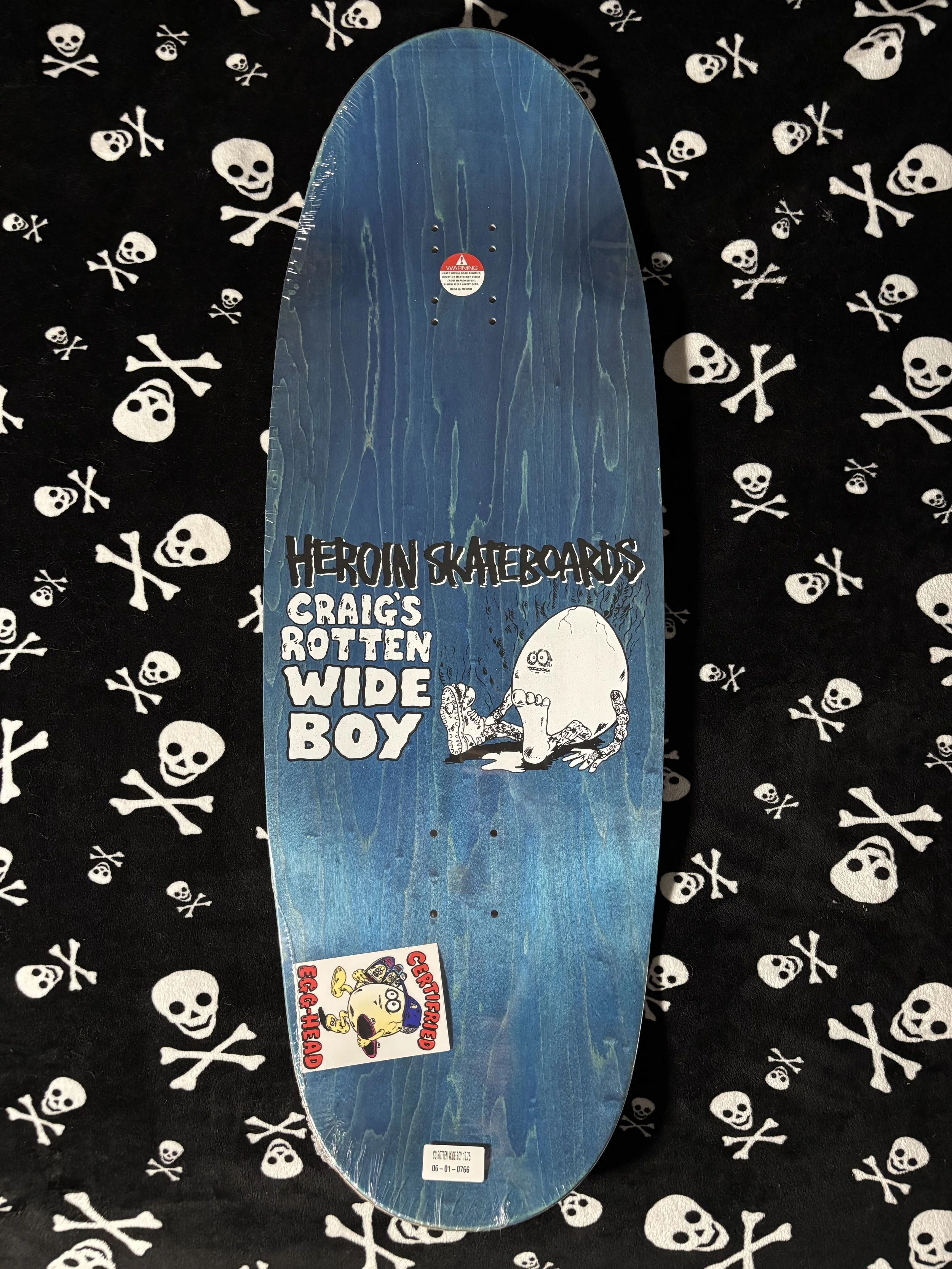 HEROIN~ CRAIG QUESTIONS ROTTEN WIDE BOY RED  SKATEBOARD DECK