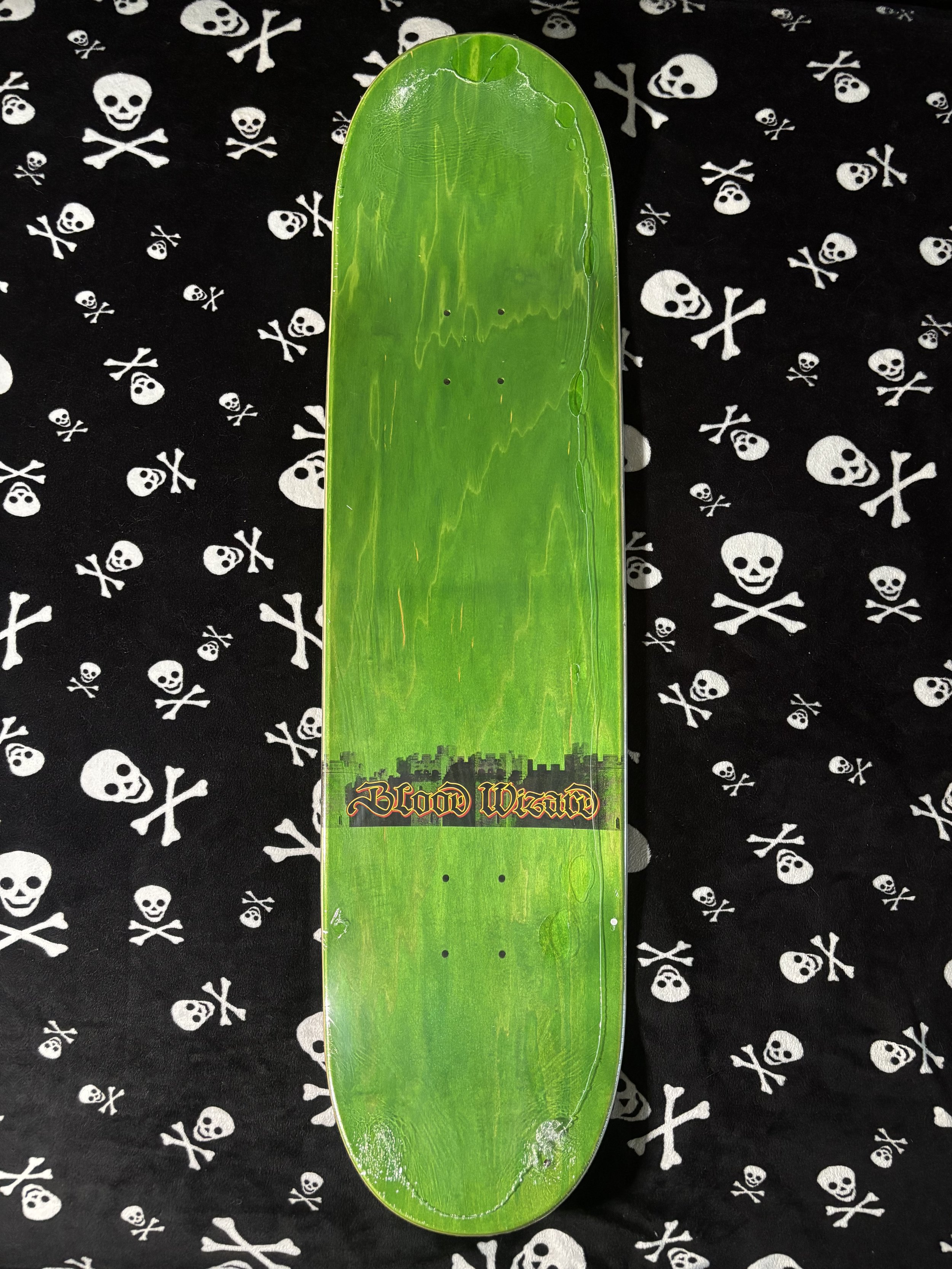 BLOOD WIZZARD~ BLEMISHED CASTEL SCRIPT SKATEBOARD DECK
