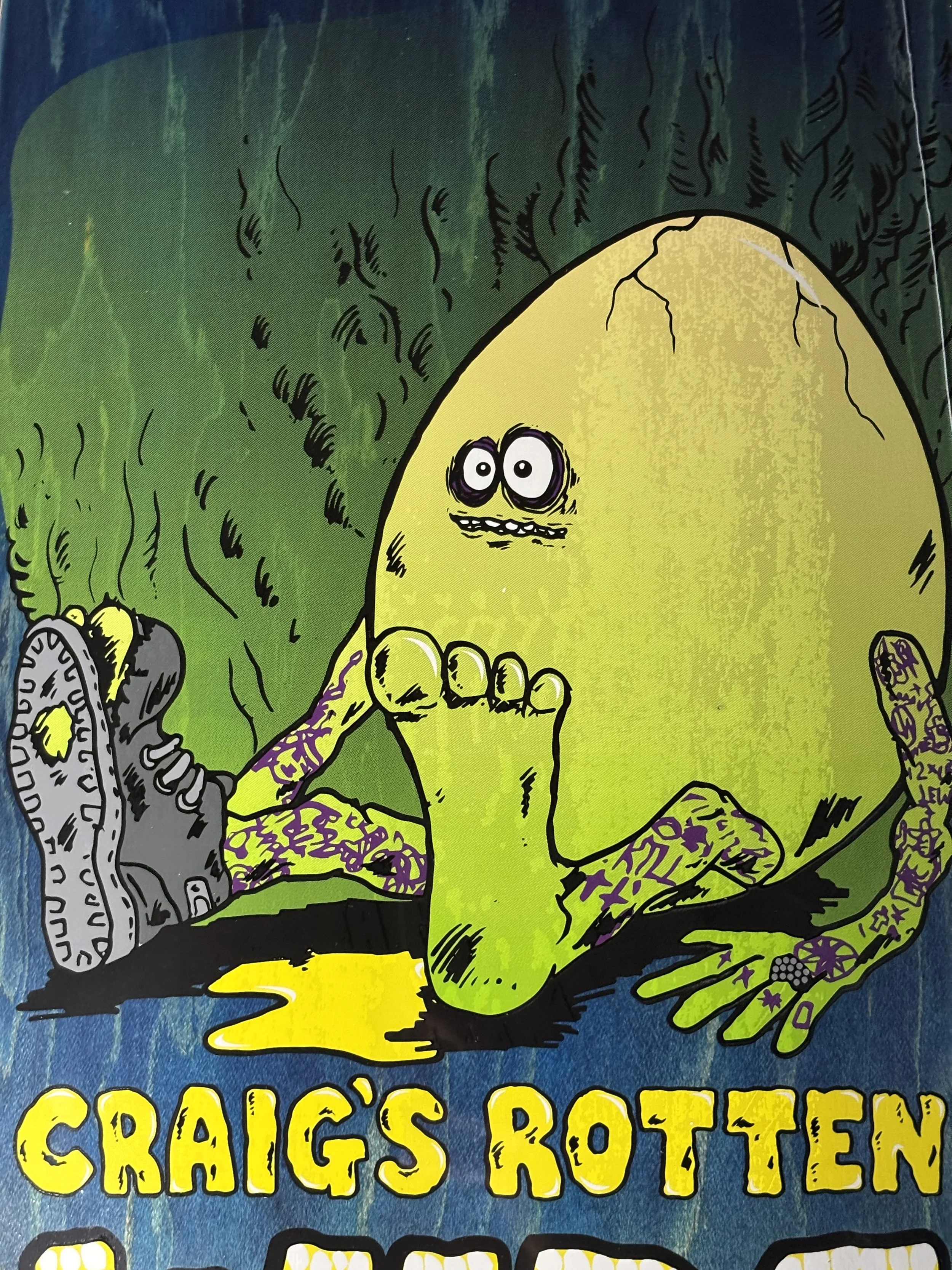 HEROIN~ CRAIG QUESTIONS ROTTEN WIDE BOY BLUE SKATEBOARD DECK