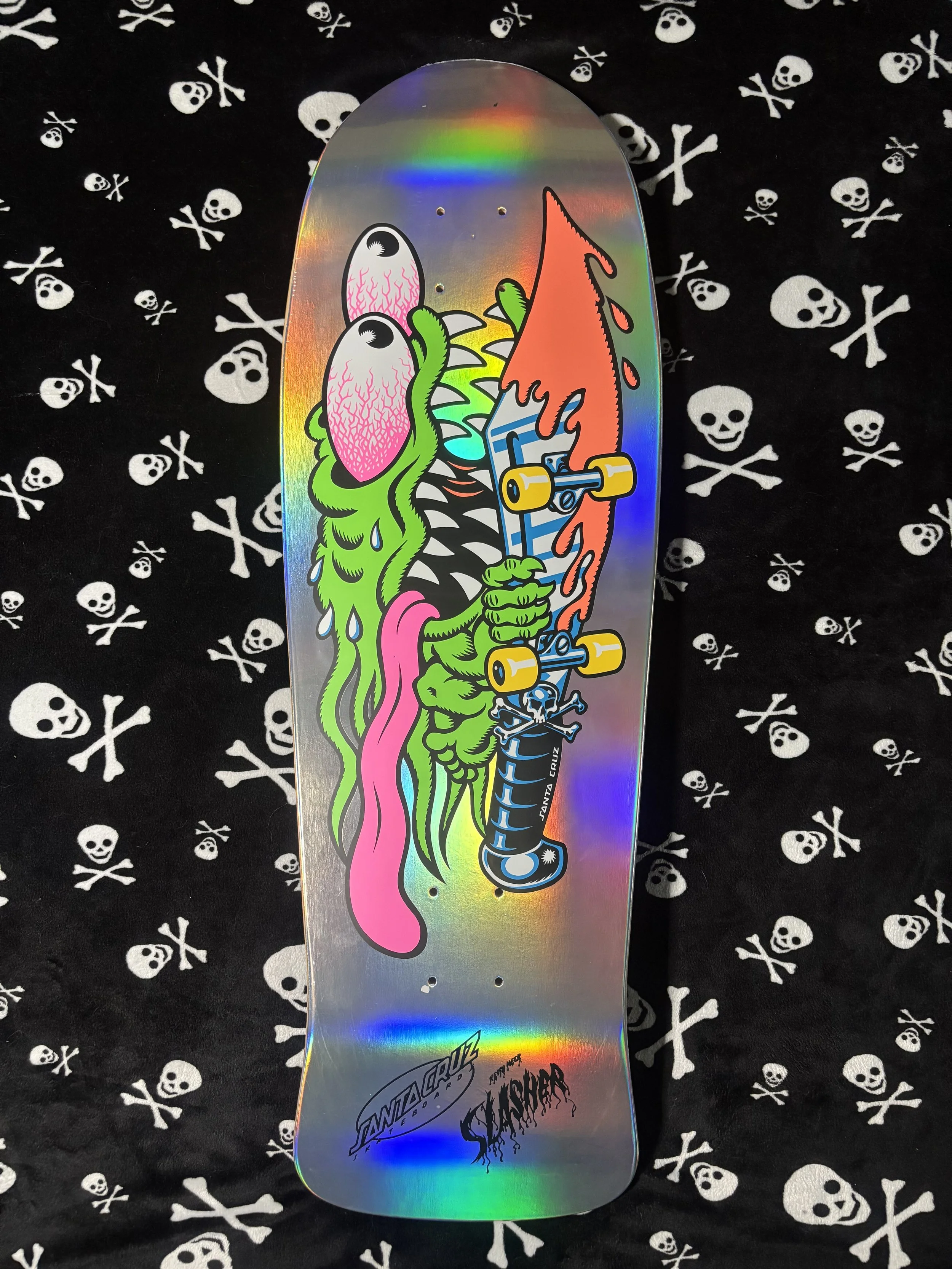 SANTA CRUZ~ MEEK SLASHER SILVER FOIL REISSUE SKATEBOARD DECK