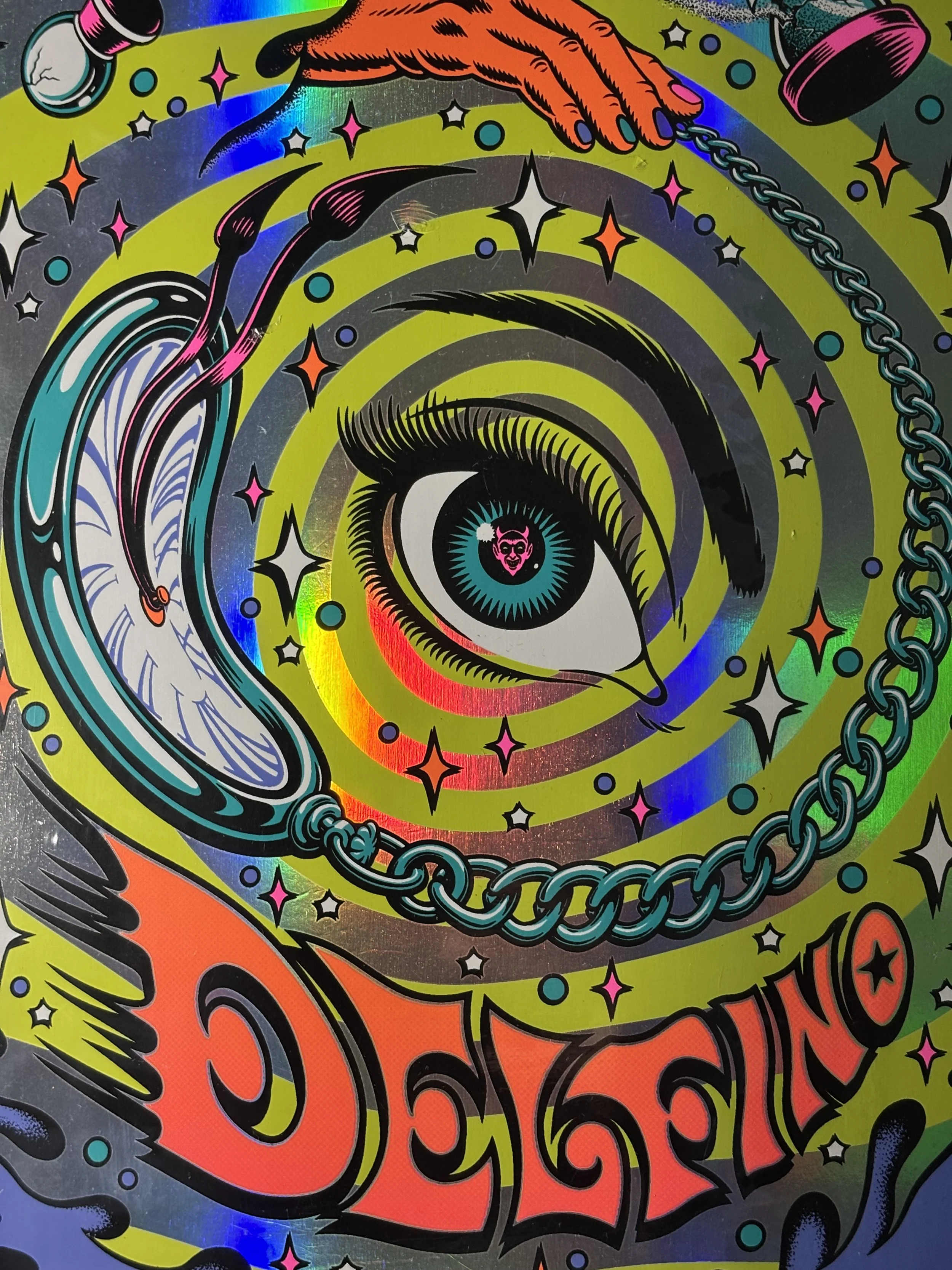SANTA CRUZ~  DELFINO PINBALL VISION PRO SHAPED SKATEBOARD DECK