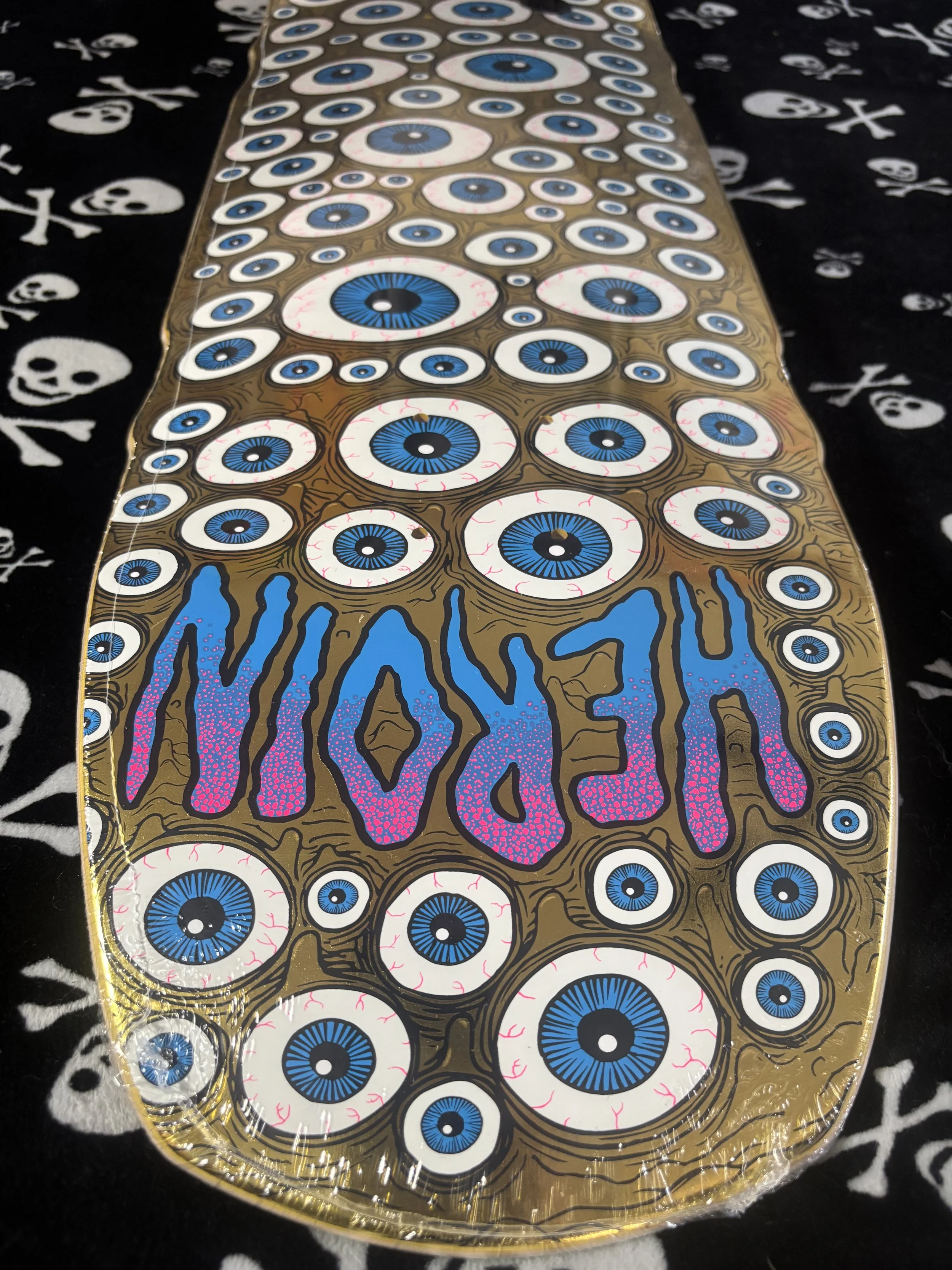 HEROIN~ TEAM SEEING DOUBLE MUTATED GOLD SHAPED SKATEBOARD DECK