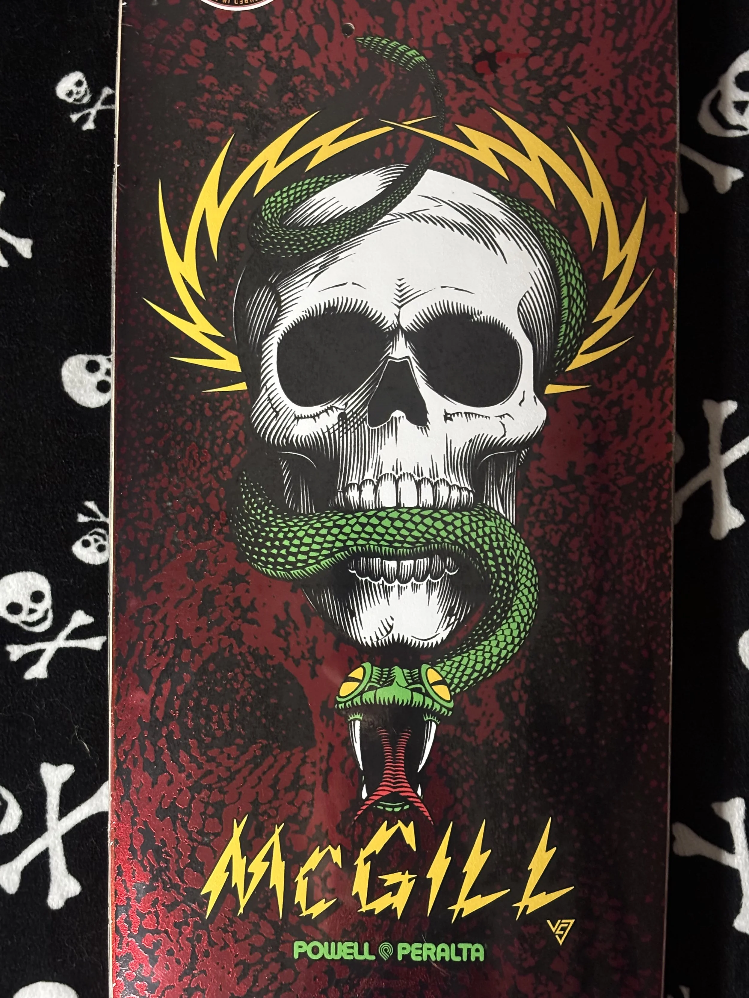 POWELL PERALTA~ MIKE McGILL SKULL & SNAKE 7 RED FOIL FLIGHT SKATEBOARD