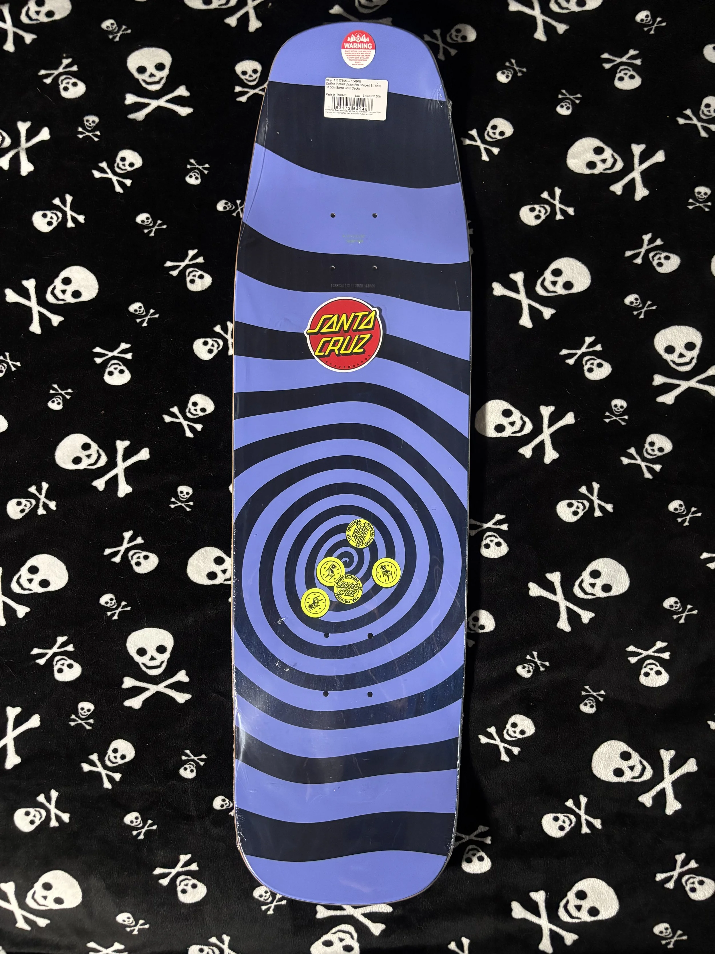 SANTA CRUZ~  DELFINO PINBALL VISION PRO SHAPED SKATEBOARD DECK
