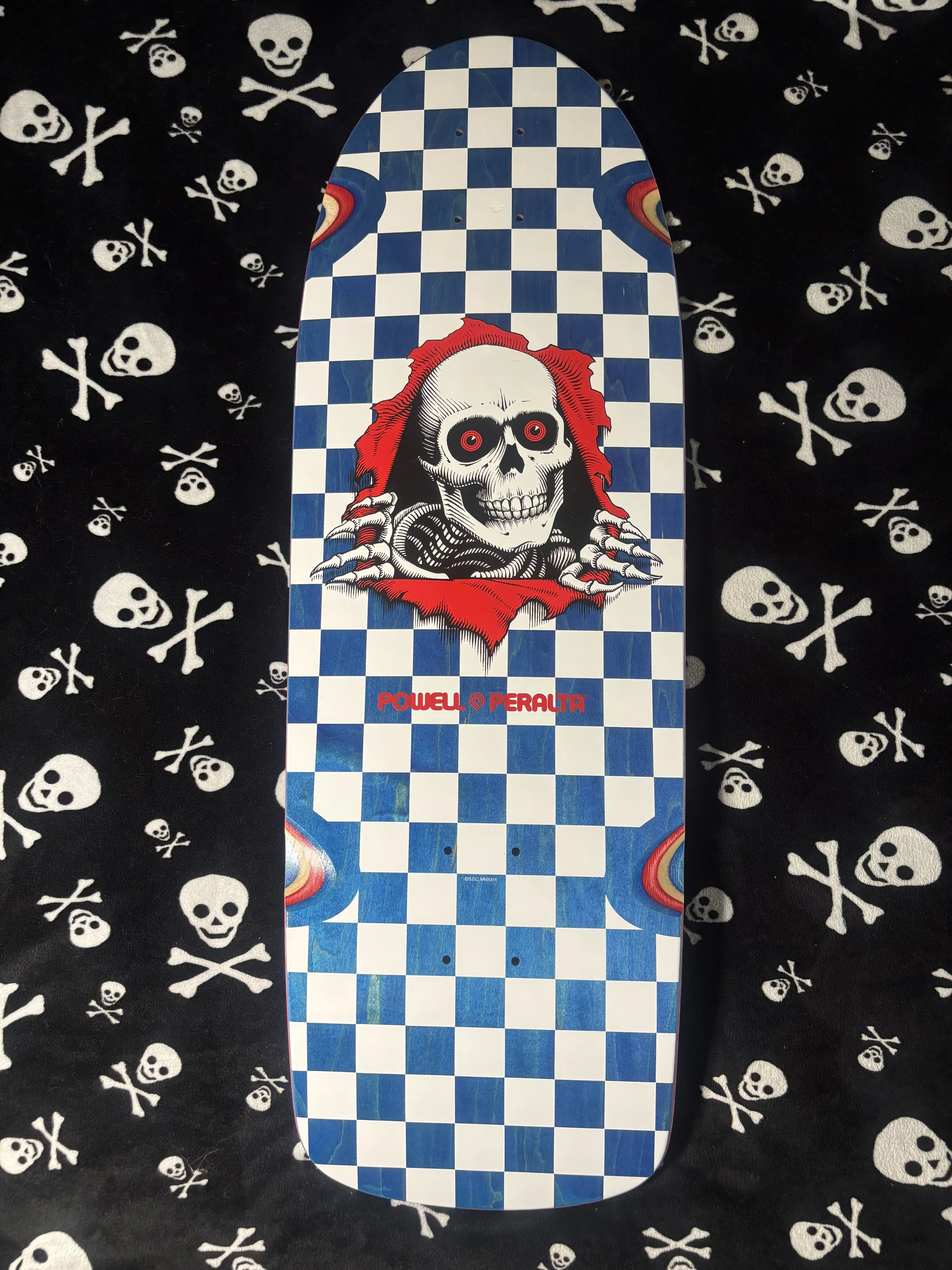 POWELL PERALTA~ OG RIPPER CHECKER BLUE VENEER SKATEBOARD DECK