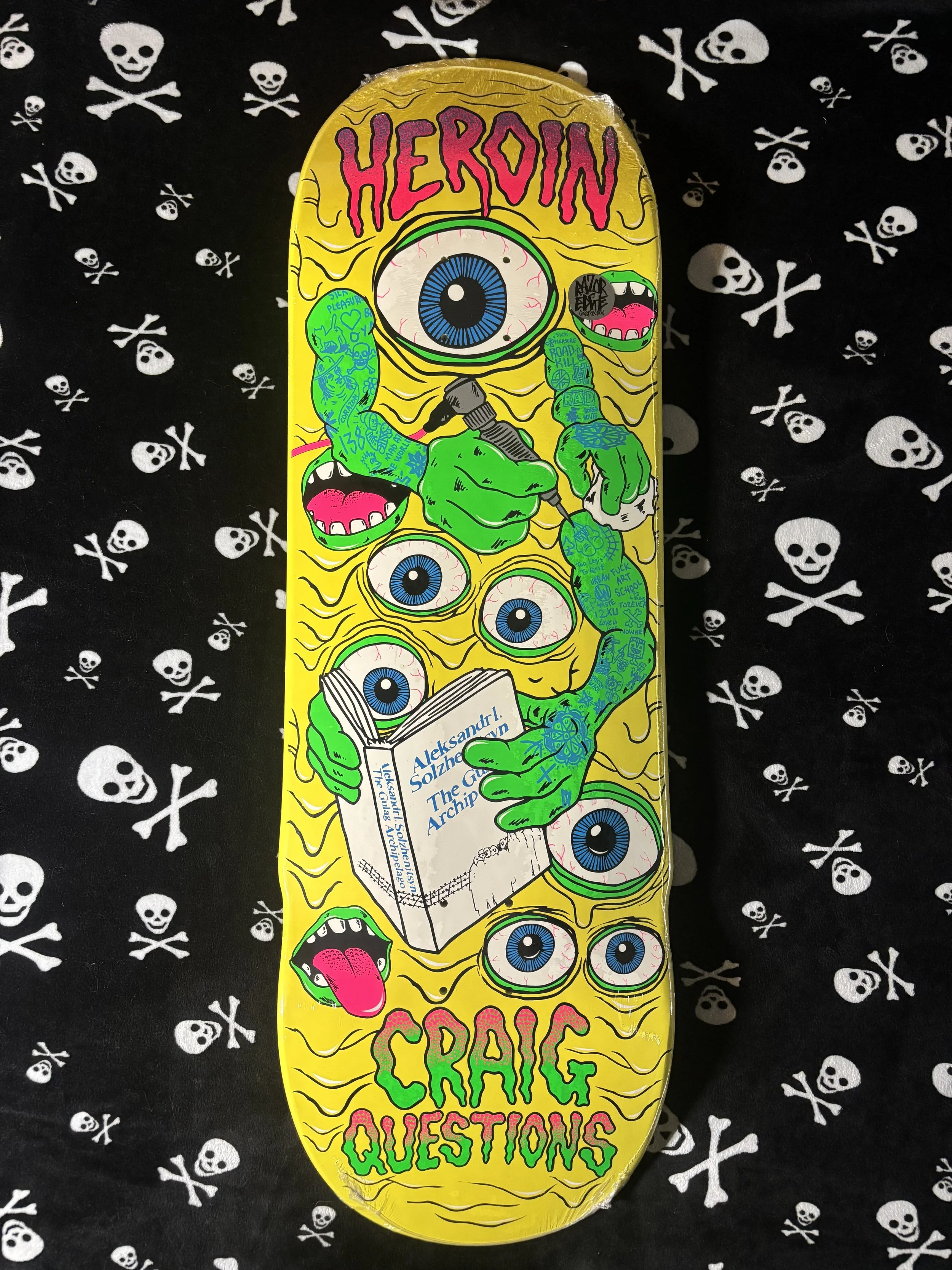 HEROIN~ CRAIG QUESTIONS MUTATE OR DIE SKATE BOARD DECK