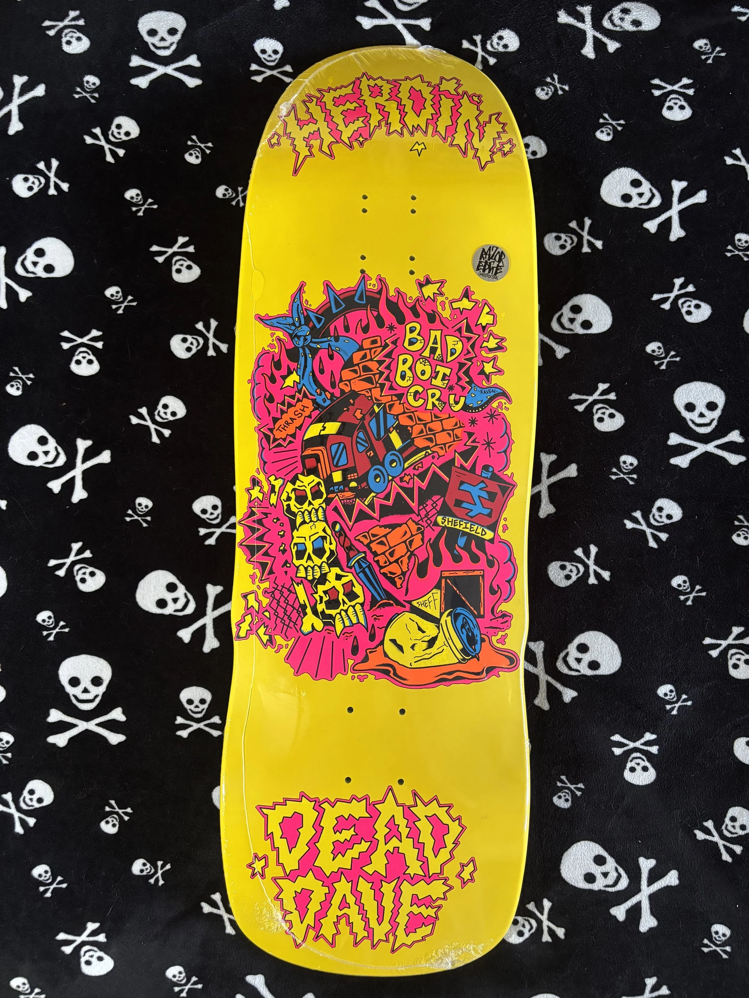 HEROIN~ DEAD DAVE TRAINLINES SKATEBOARD DECK
