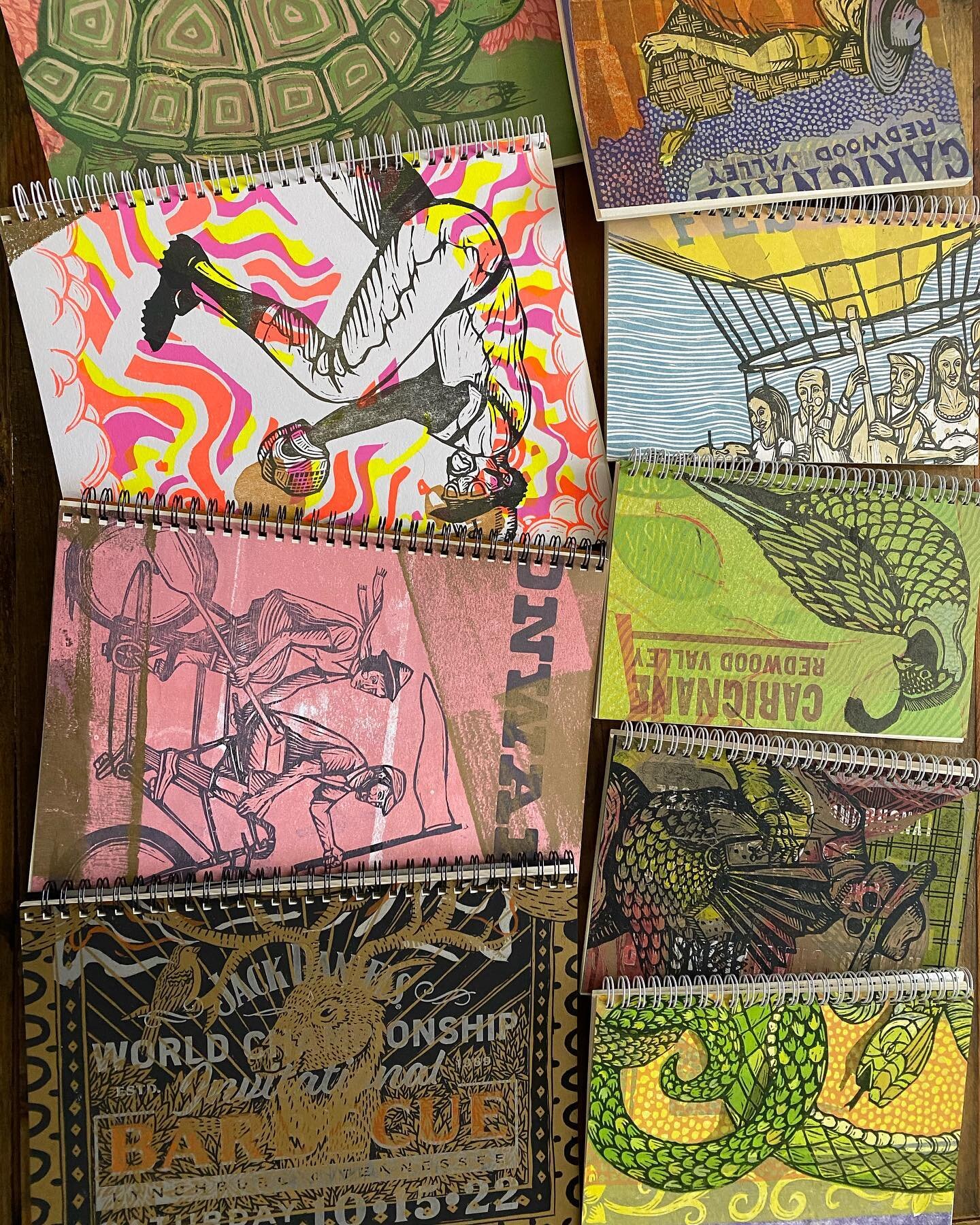 We&rsquo;ve got a ton of new monoprint notebooks. In store only, we&rsquo;re open today and tomorrow. Live music happening this afternoon.