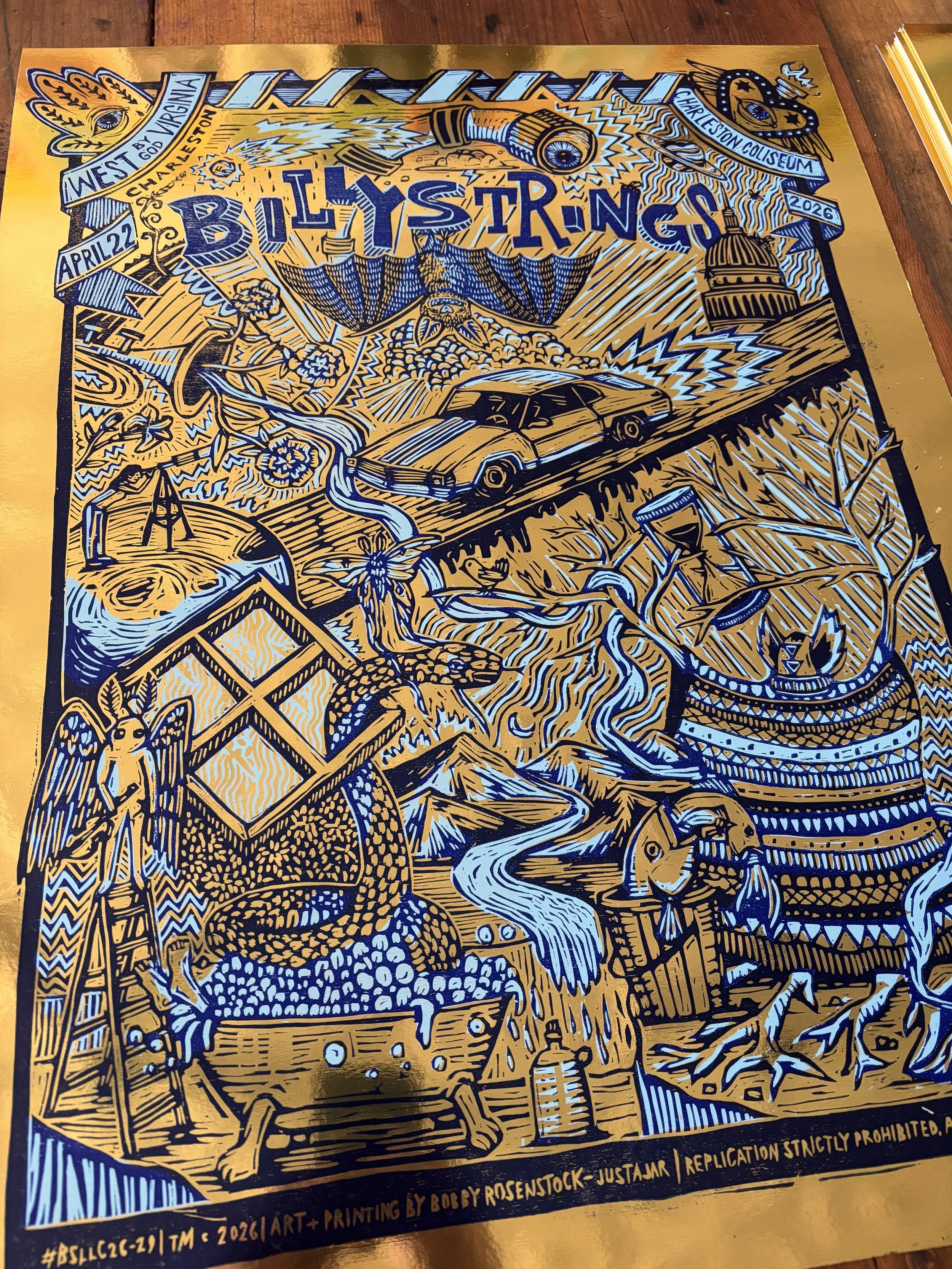 Billy Strings Variant Woodcut Gold Foil