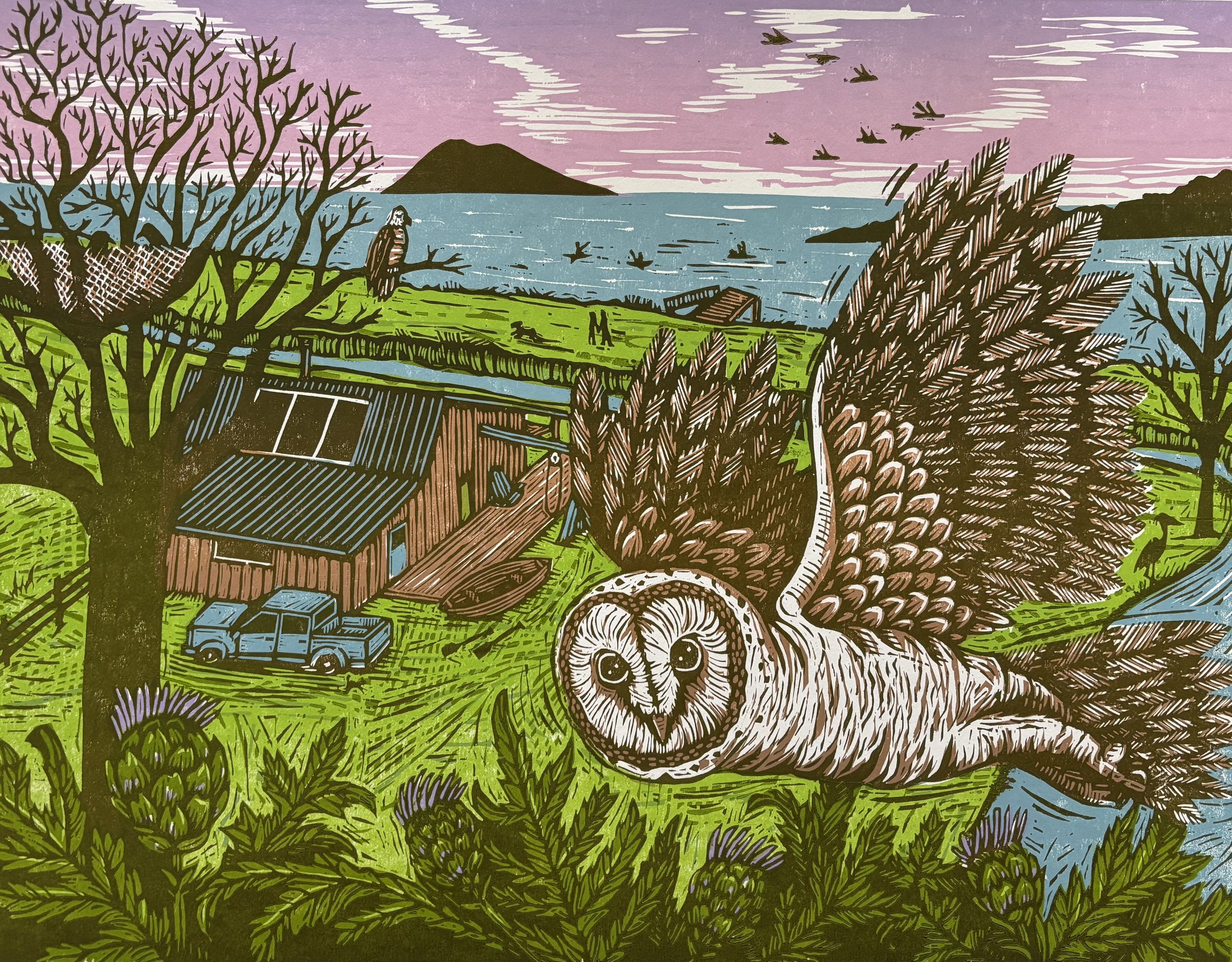 Samish Bay Woodcut