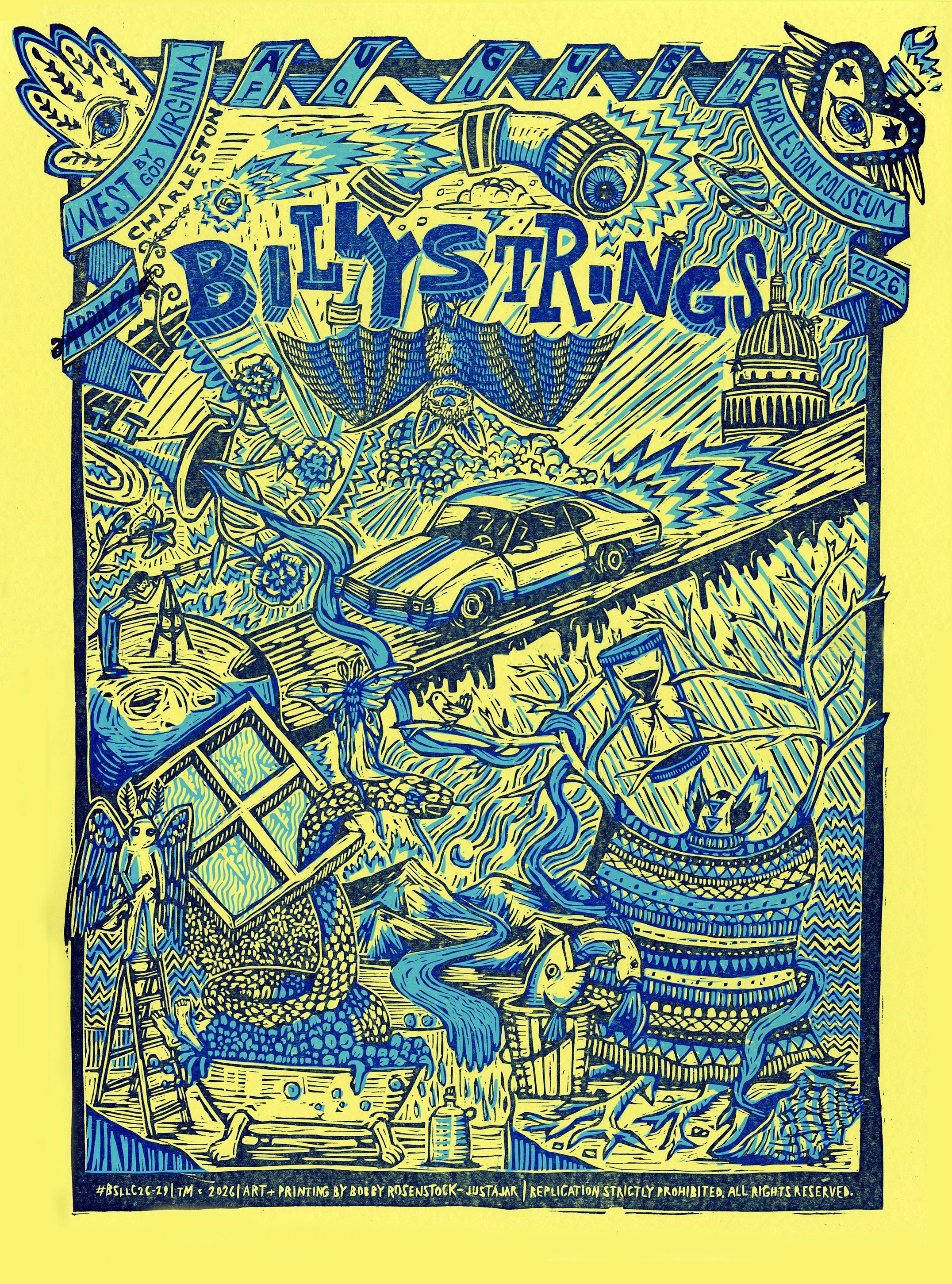 Billy Strings Woodcut Poster
