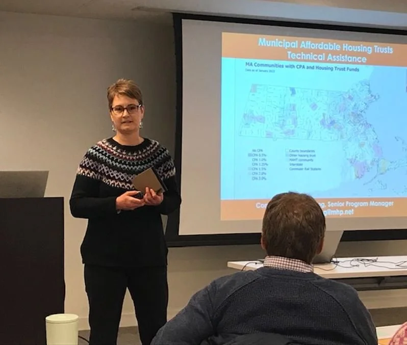 Senior Program Manager Shelly Goehring gives a presentation on the Municipal Affordable Housing Trust Technical Assistance program.