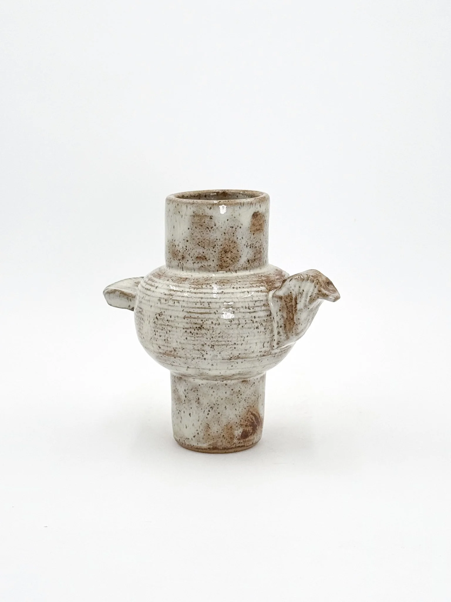 6" speckled Chun bird vase