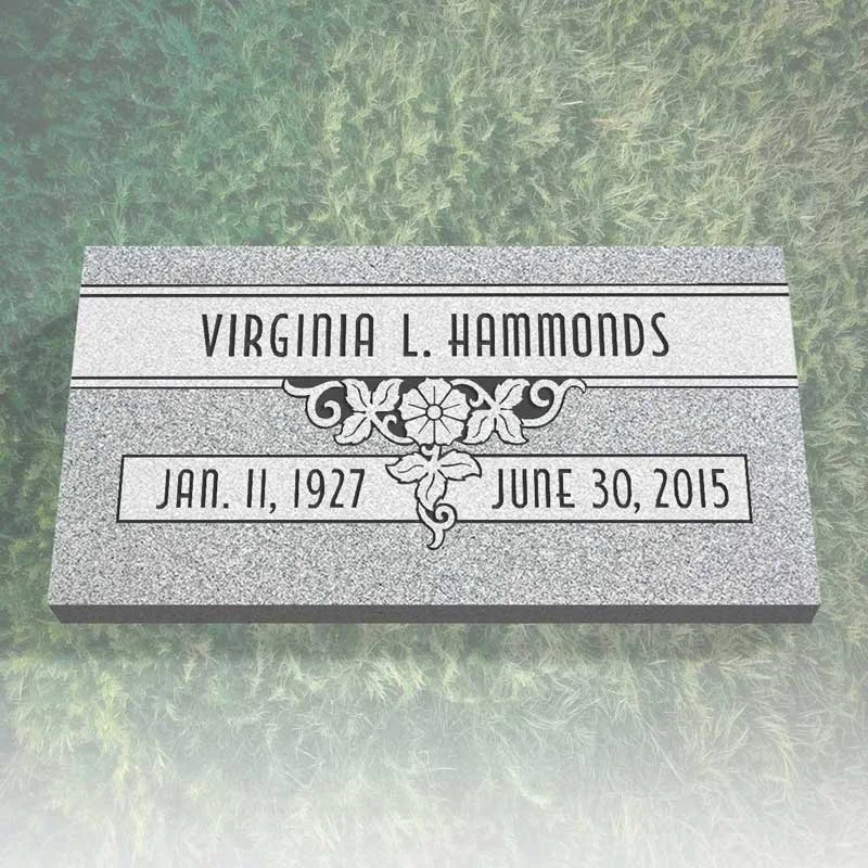 Classic Floral Flat Grave Marker | EGM-013