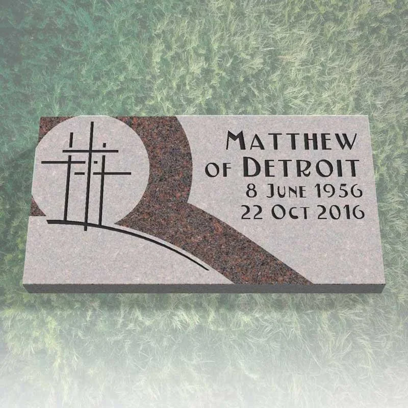 Three Crosses Flat Grave Marker | EGM-007