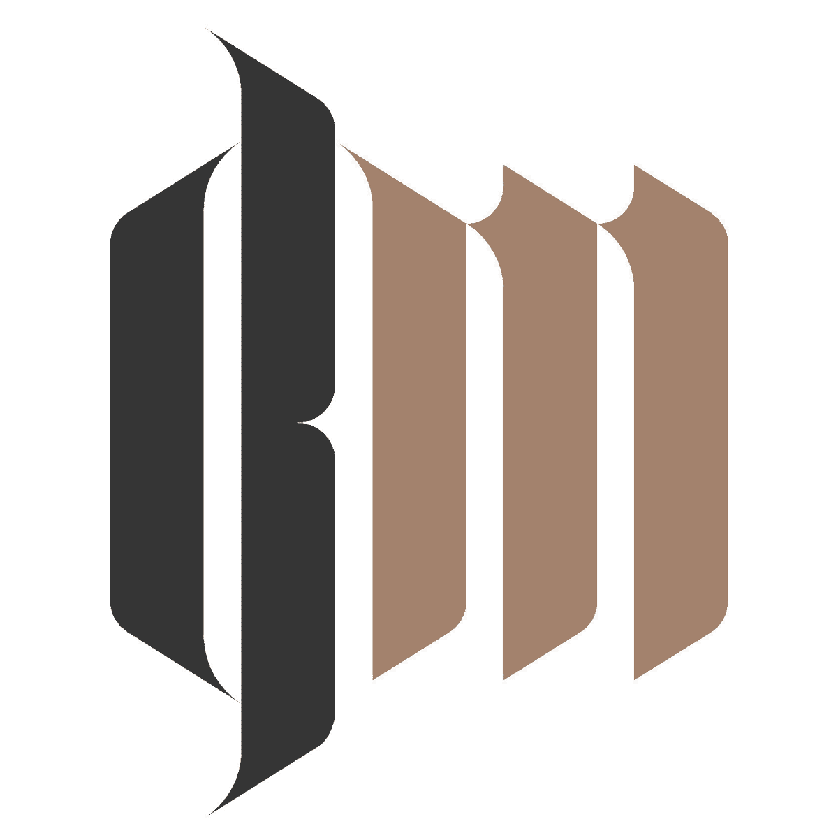 Stylized "BM" Brown Memorials logo
