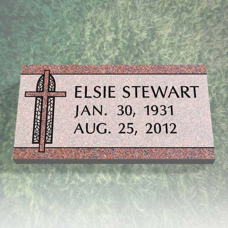 Stained Glass Cross Flat Grave Marker | EGM-005
