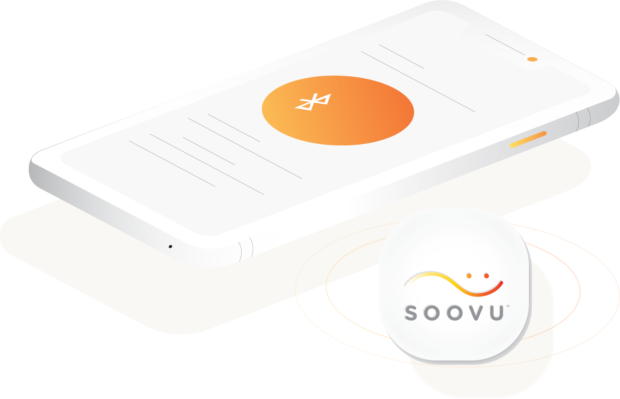 Soovu wearable device and phone app rendering by Chalked Creative