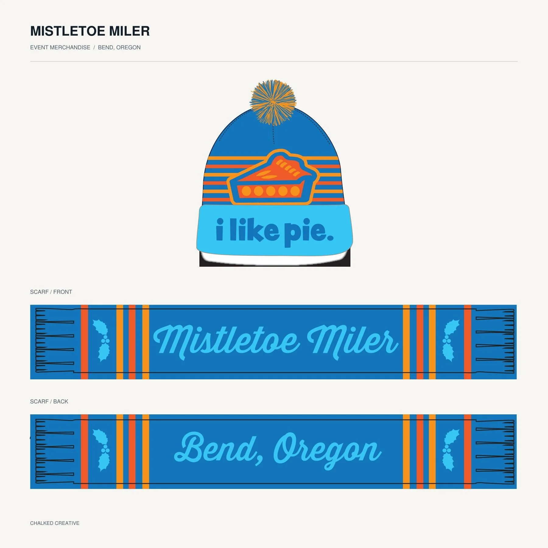 Mistletoe Miler and I Like Pie coordinating merchandise for Cascade Relays
