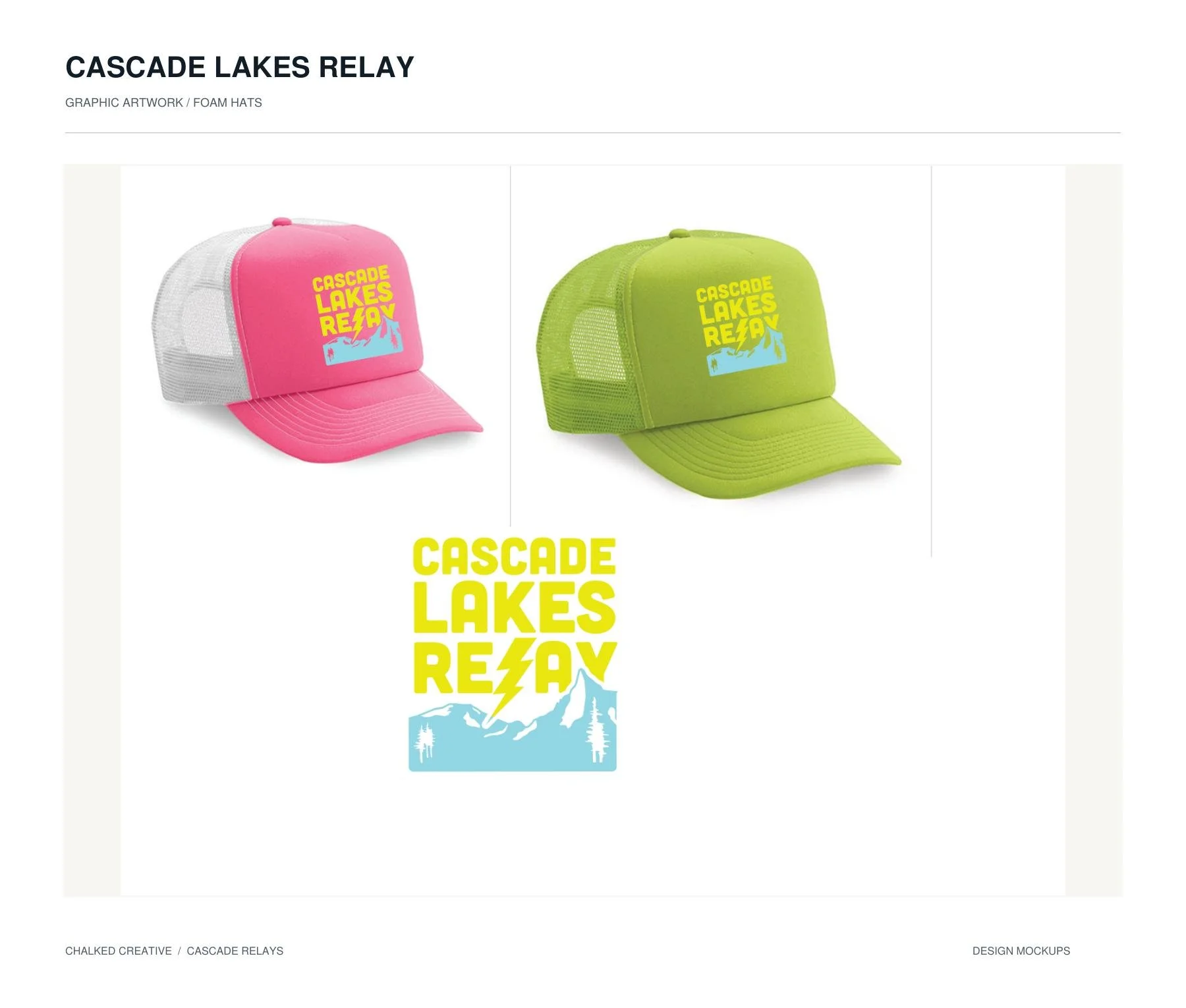 Cascade Lakes Relay — graphic artwork / foam hats
