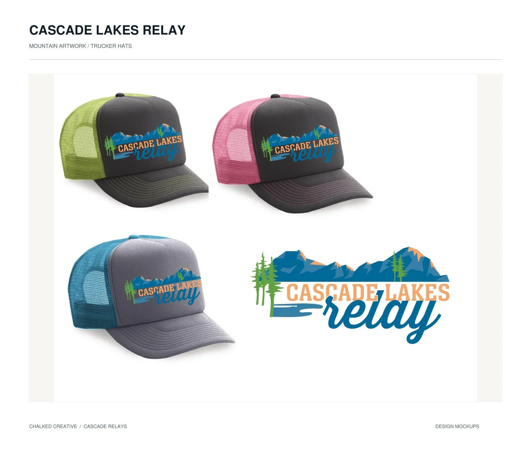 Cascade Lakes Relay — mountain artwork / trucker hats