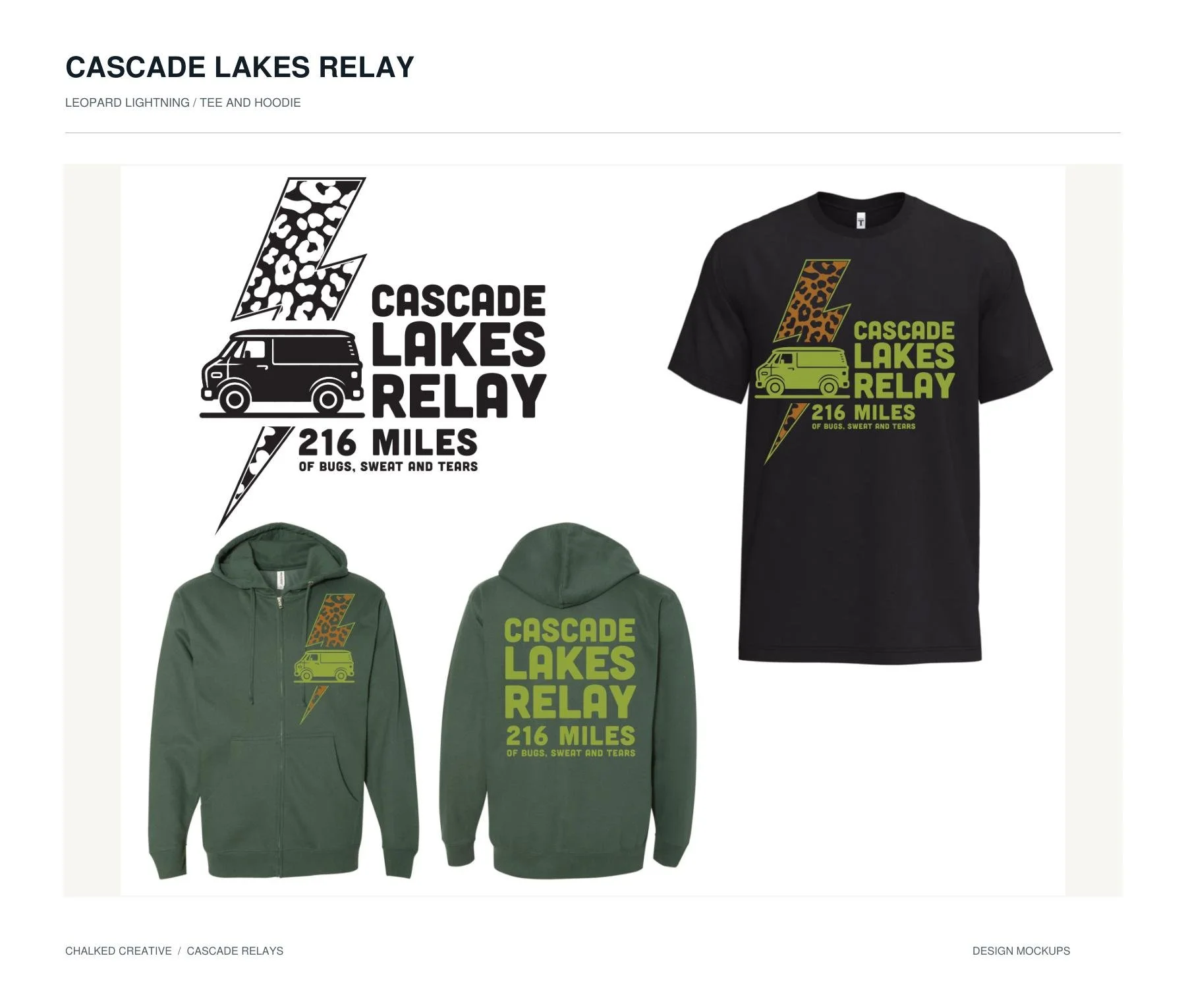 Cascade Lakes Relay — leopard lightning / tee and hoodie