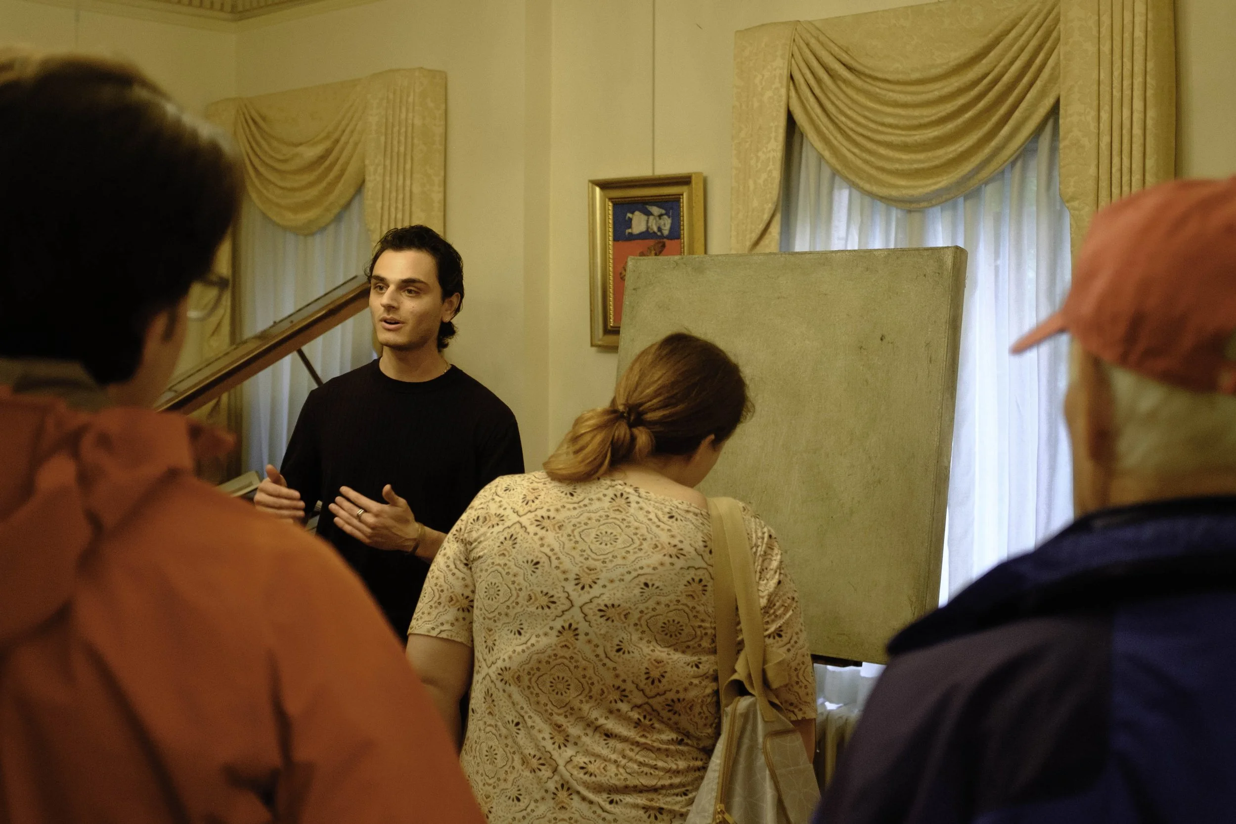 Exhibition for Armenian artist Adam Torcomian, part of Unforgotten Grounds Armenian Monochrome oil painting series at the Embassy of Armenia, DC