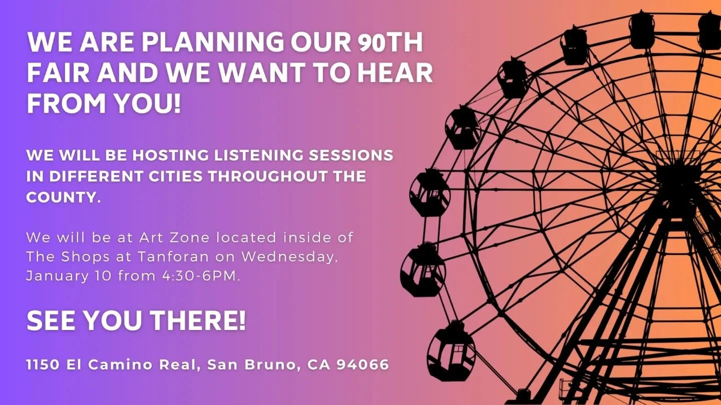 join us this Wednesday for an open discussion about the Fine Art Department at the San Mateo County Fair. We are located on the 2nd floor next to JC Penny in Tanforan Mall, San Bruno. #sanchezartcenter #artbias