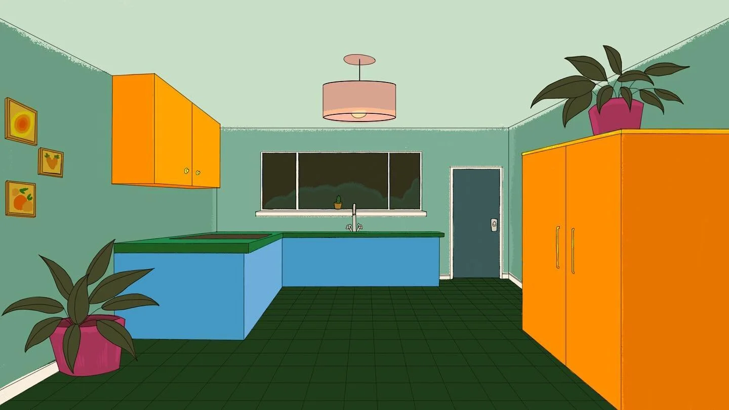kitchen background in the style of tuca &amp; bertie