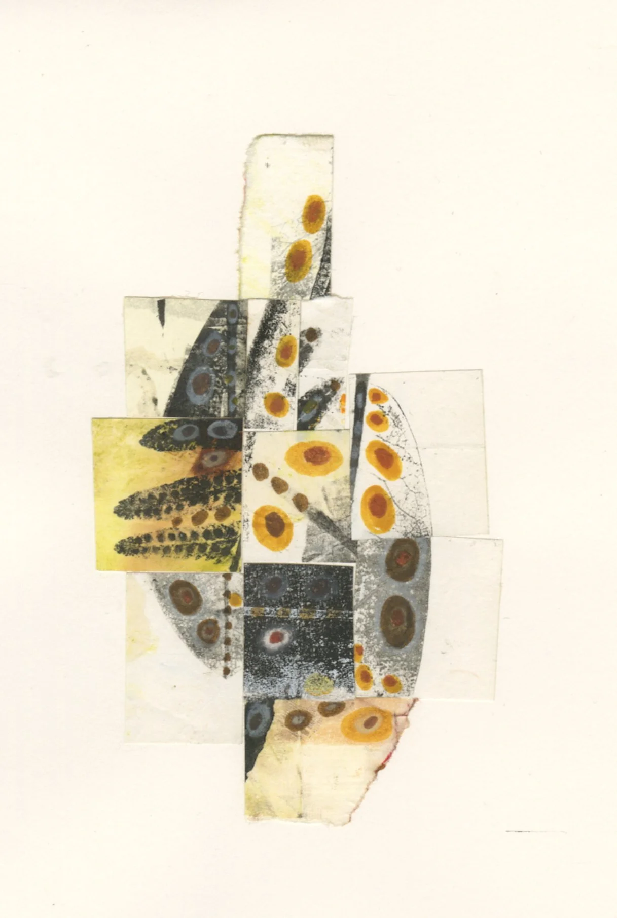 Scattered 3, 2012, mixed media collage on paper, mounted on paper 11” X 8.5”