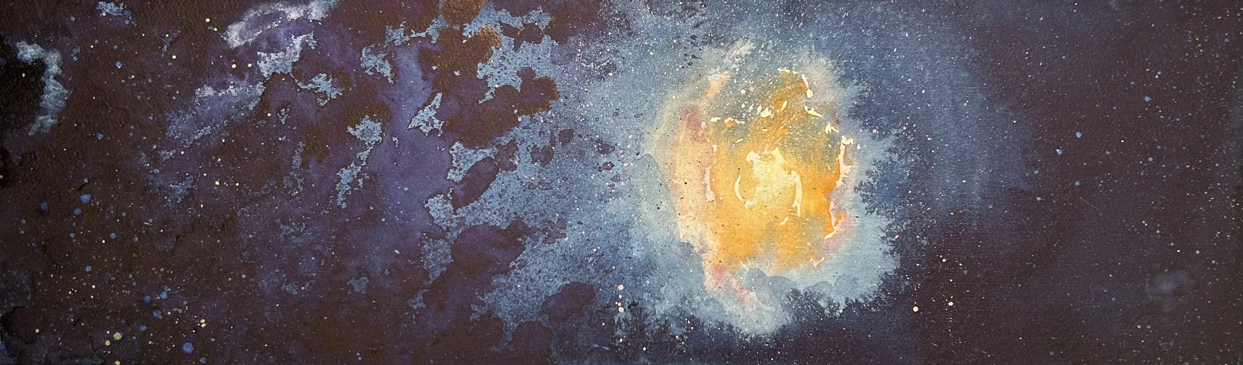 "The Light from Distant Shores" - Watercolour on paper. Framed to 14" x 26" - Sold to private collection.