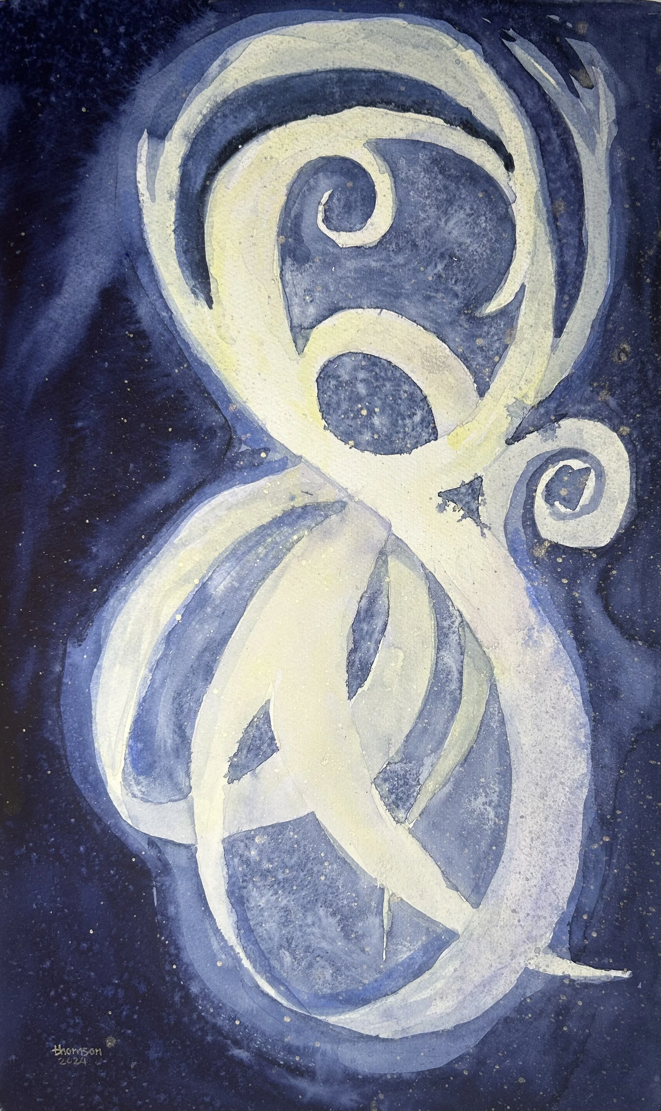 "Tangled Tango" - Watercolour on paper. Framed to 23 3/4" H x 15 3/4" W. $325.00 CD taxes included. Shipping extra.