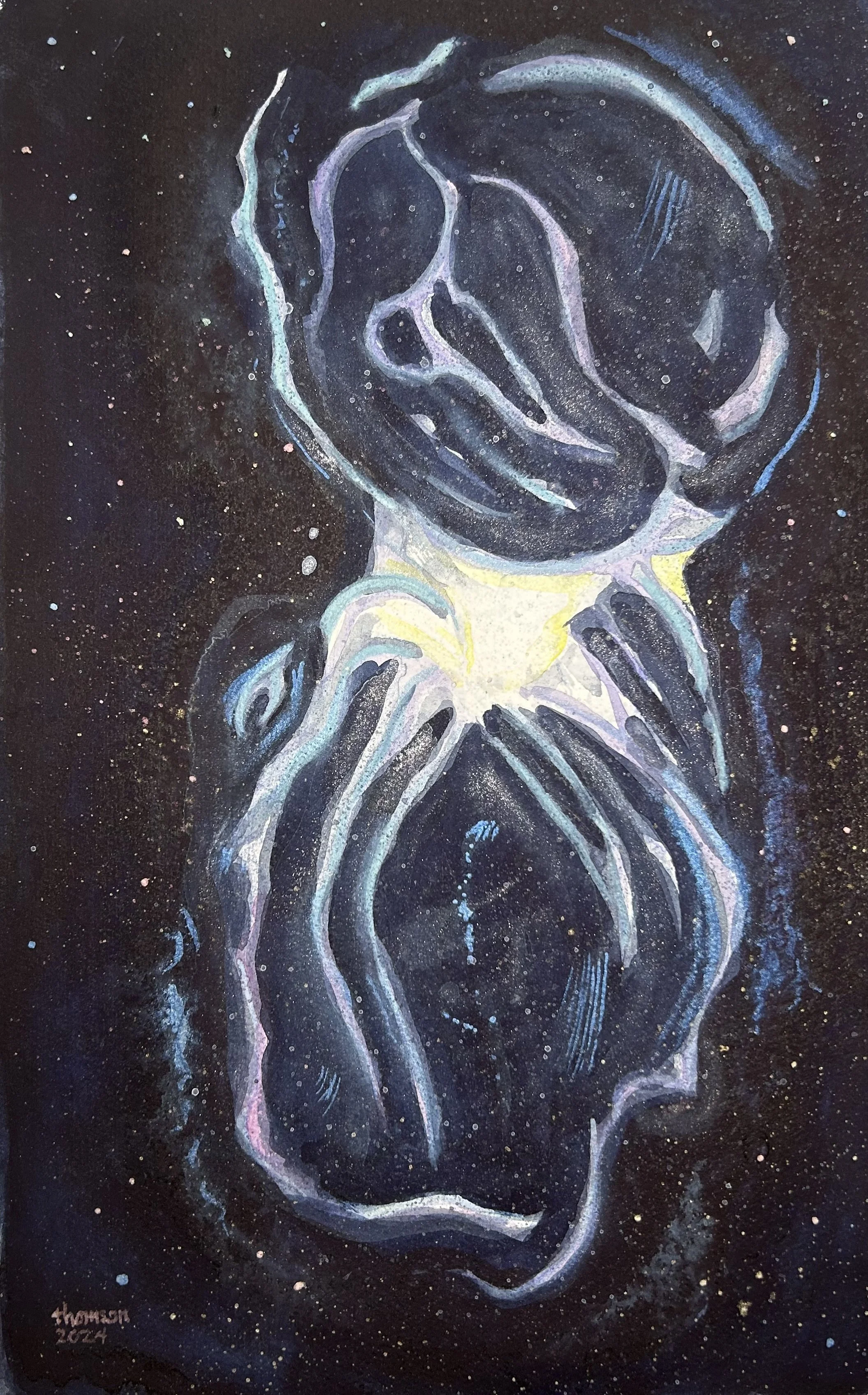 "Pas de Deux" - Watercolour on paper. Framed to 23 3/4" H x 15 3/4"W. $325.00 CD taxes included. Shipping extra.