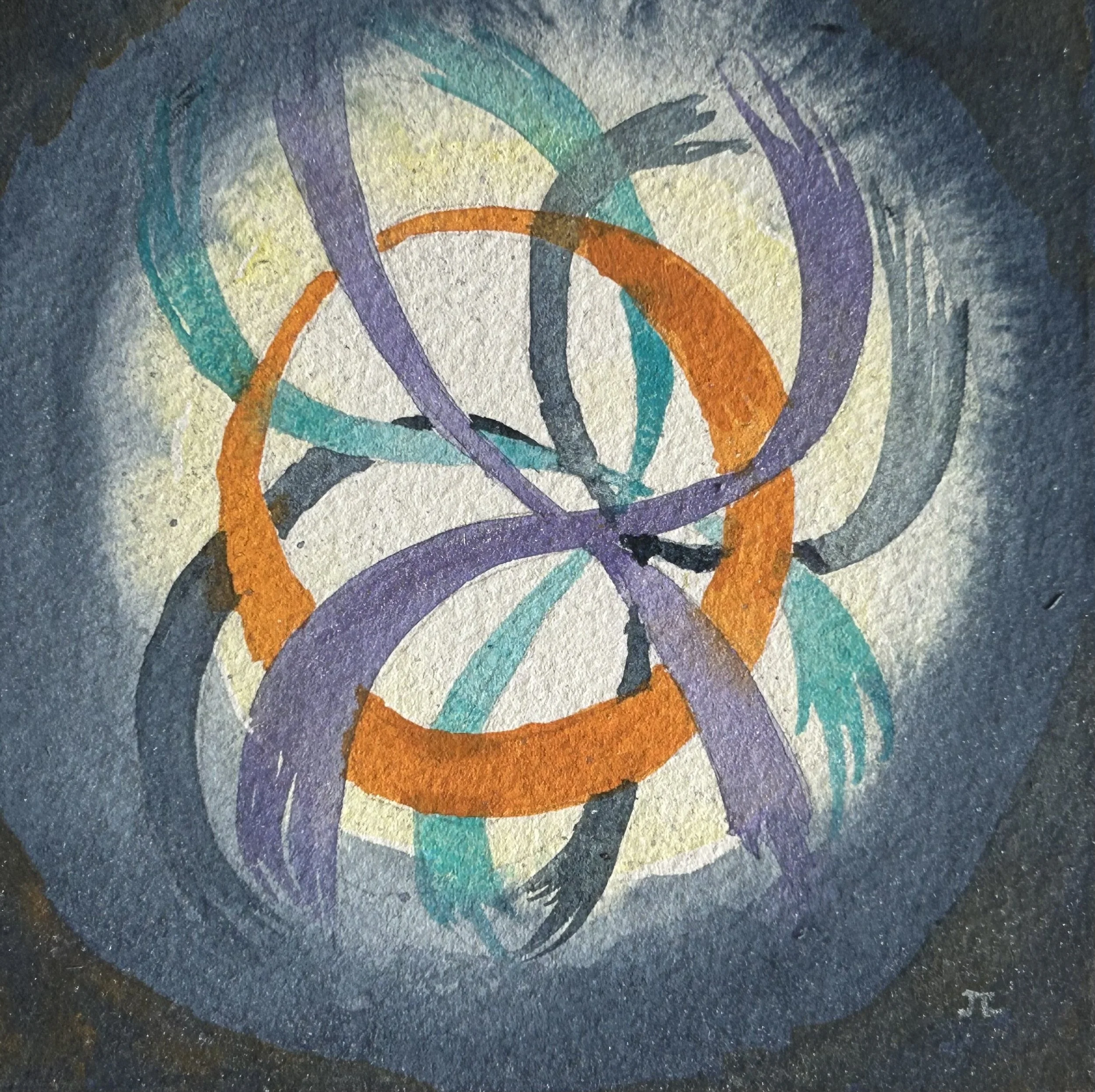 "Twist and Shout" - Watercolour on paper. Framed to 9" x 9".  -  $75.00 CD texes included. Shipping extra.