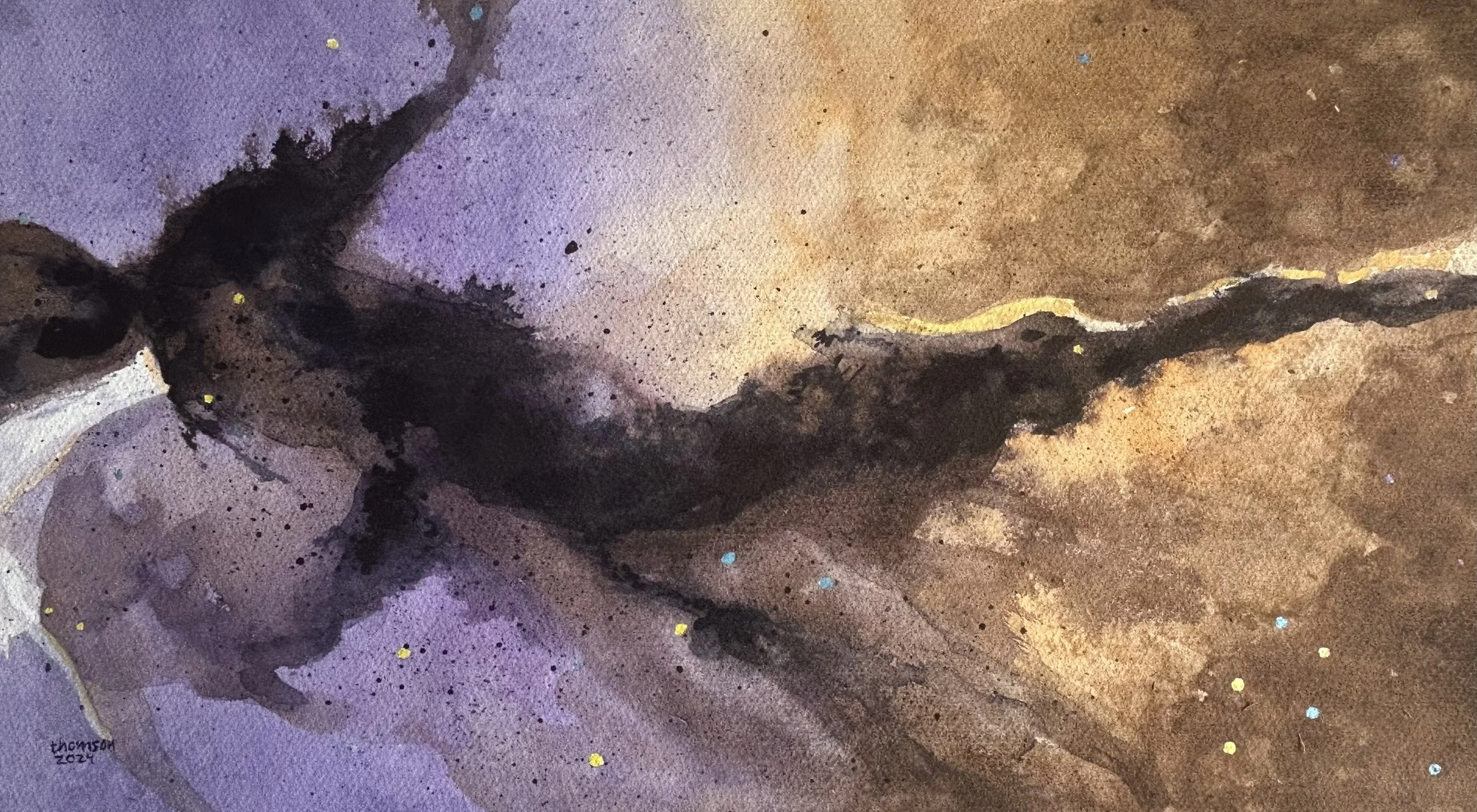 "We are the Ghosts of Stars" - Watercolour on paper. Framed to 15 3/4" x 23 3/4". - Sold to private collection.