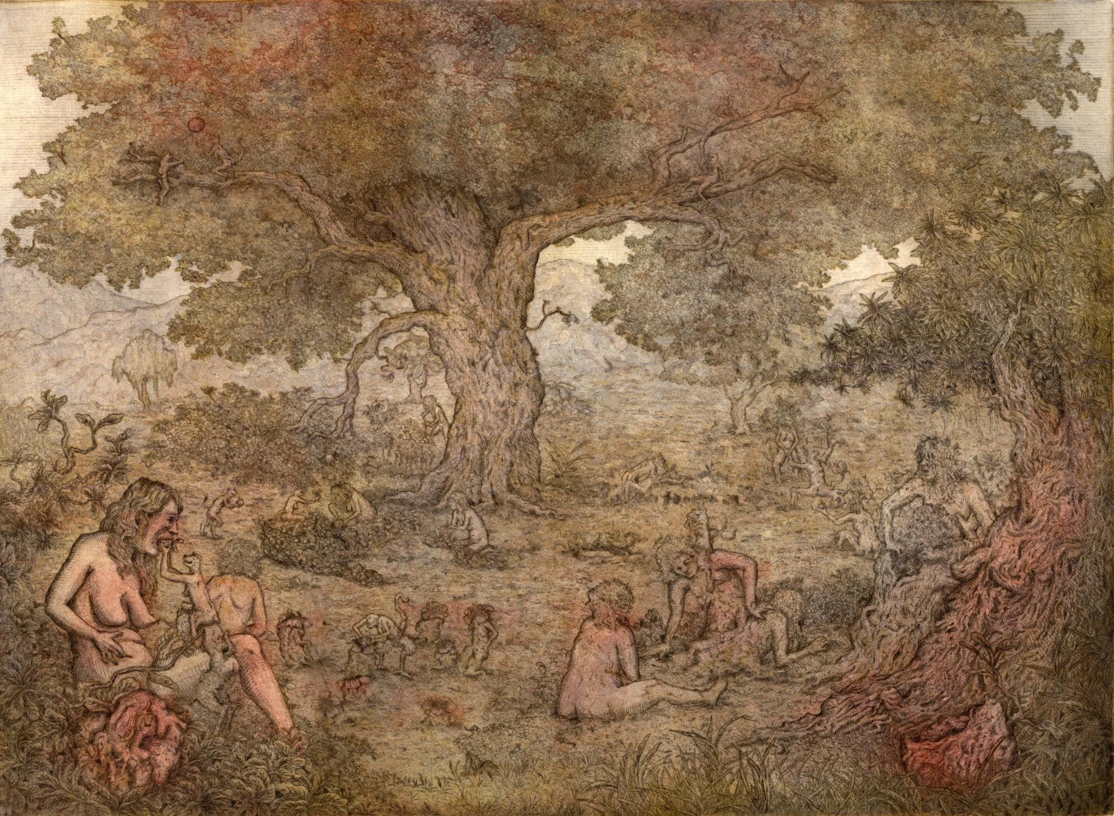 Consecution, 2026, 5 color 4 plate etching and aquatint, 22" x 28”