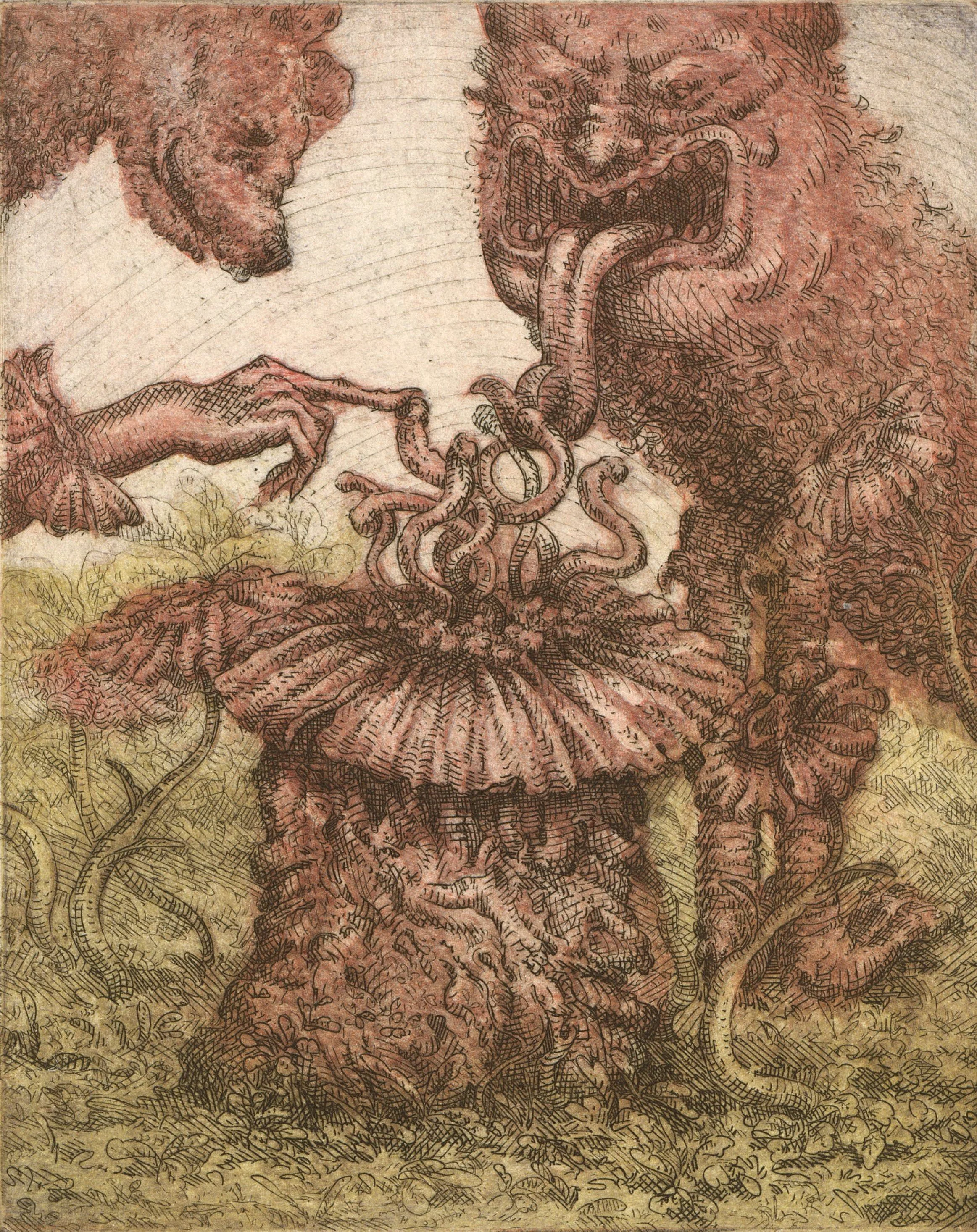 Investigation, 2025, 2 Plate 4 color etching and aquatint, 8 x 9.5