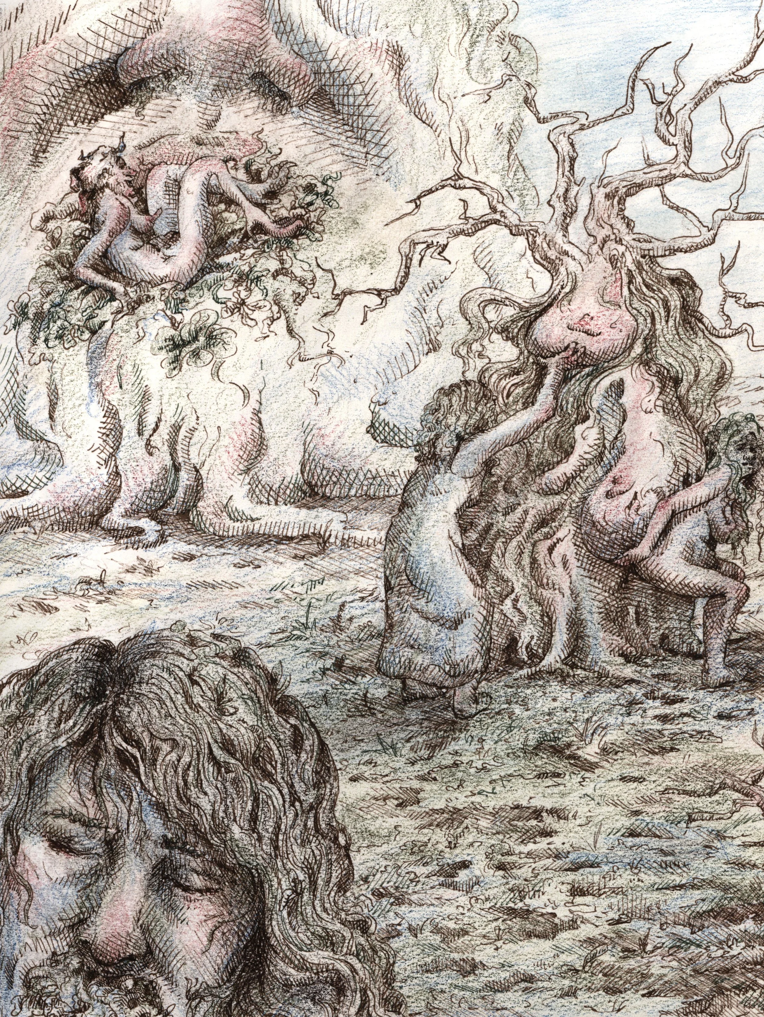 Regurgitate, 2026, Colored Pencil and Ink, 8.5" x 11"