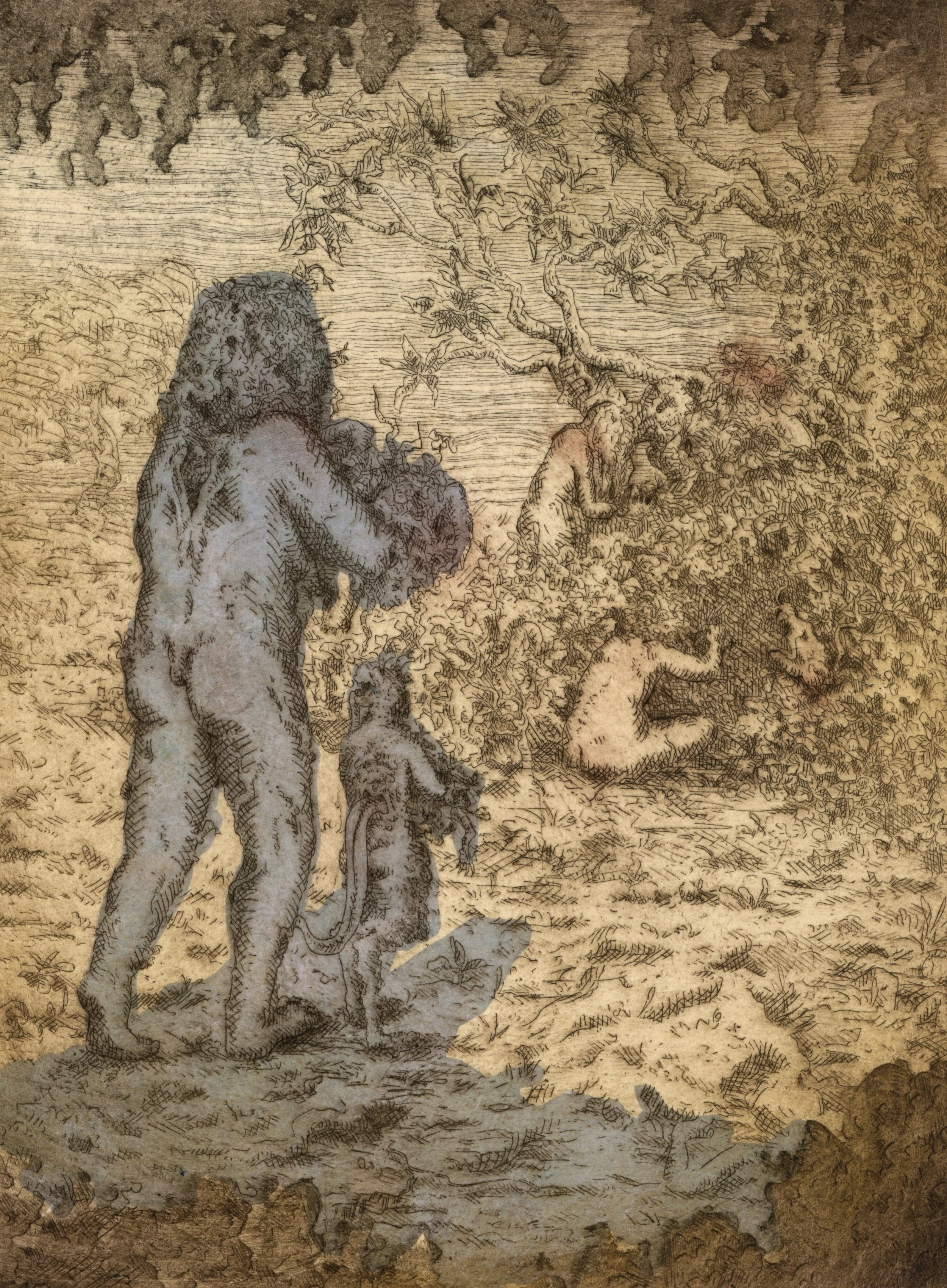 Oblation, 2026, 3 Color Etching with Chine-Collé, 12.5" x 10"