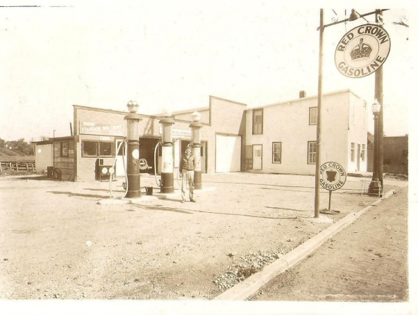 (Henry “Hank” Hallstein in front of his Service Station, circa 1930s, Source: Rick Worth)