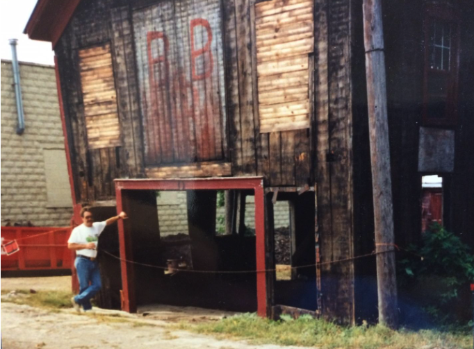 W.J. (Bill) Kauth's Contra-KKK "BBB" Shown During Restoration of the Shoppe, Circa: 1993, Source: Elizabeth MacPhail/THE FORT