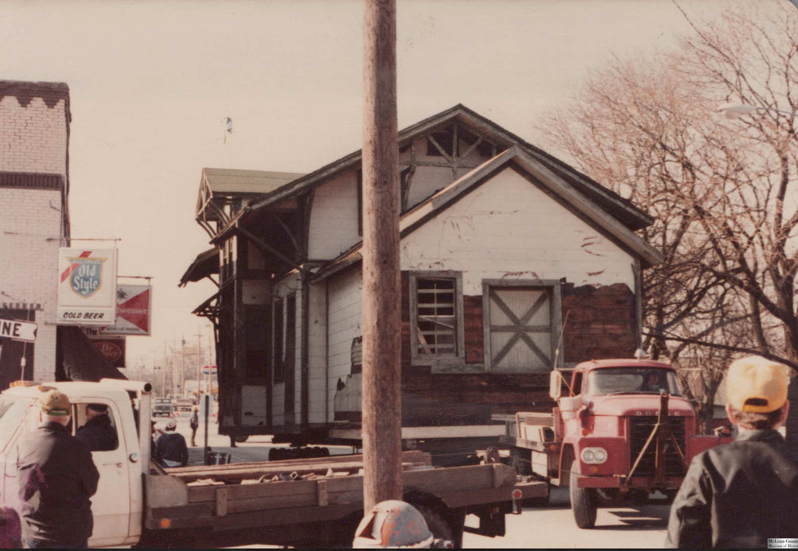 The Train Depot Moved to Current Location, Circa: 1981, Source: McLean County Museum of History