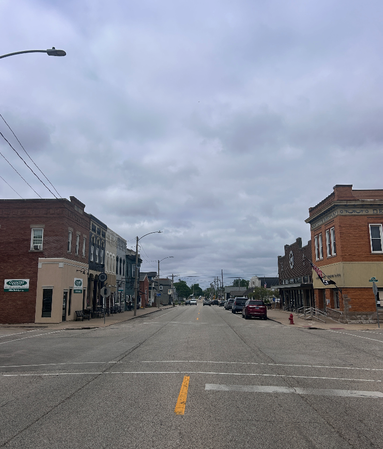 Main Street West of The Circle Park Facing West, Circa: April 2026, Source: Nicholas Rynerson