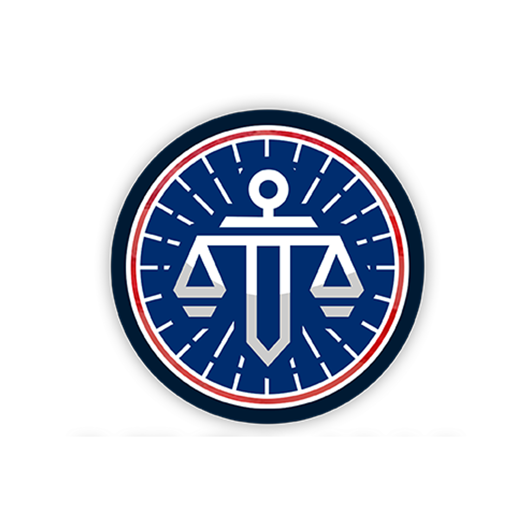 VIC LAW logo with an anchor, scales, and sword emblem in blue, white, and red.