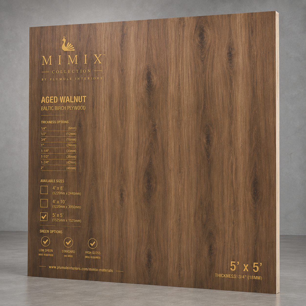 MIMIX Aged Walnut Architectural Panel — 5' x 5'