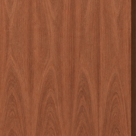 MIMIX Sapele finish swatch showing a warm reddish-brown sapele woodgrain texture.