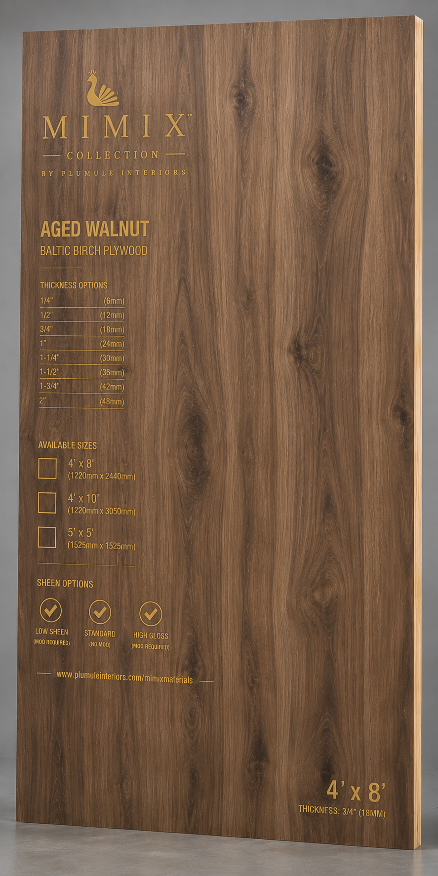 MIMIX Aged Walnut Architectural Panel — 4' x 8'