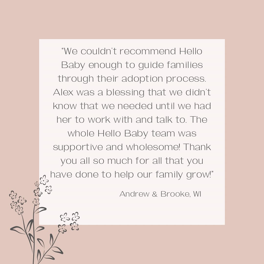 Andrew &amp; Brooke placed with their daughter less than four months after completing their home study! 🌸

&ldquo;We couldn&rsquo;t recommend Hello Baby enough to guide families through their adoption process. Alex was a blessing that we didn&rsquo;