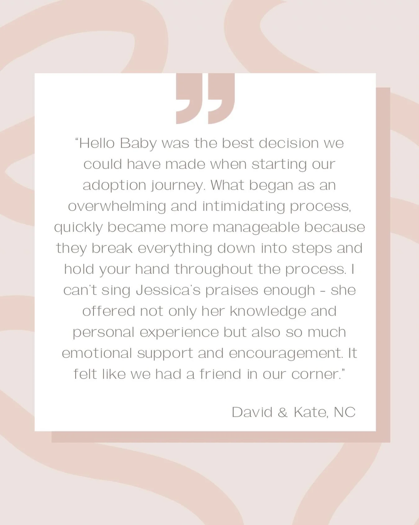 David &amp; Kate placed less than 6 months after completing their home study.✨

&ldquo;Hello Baby was the best decision we could have made when starting our adoption journey. What began as an overwhelming and intimidating process, quickly became more