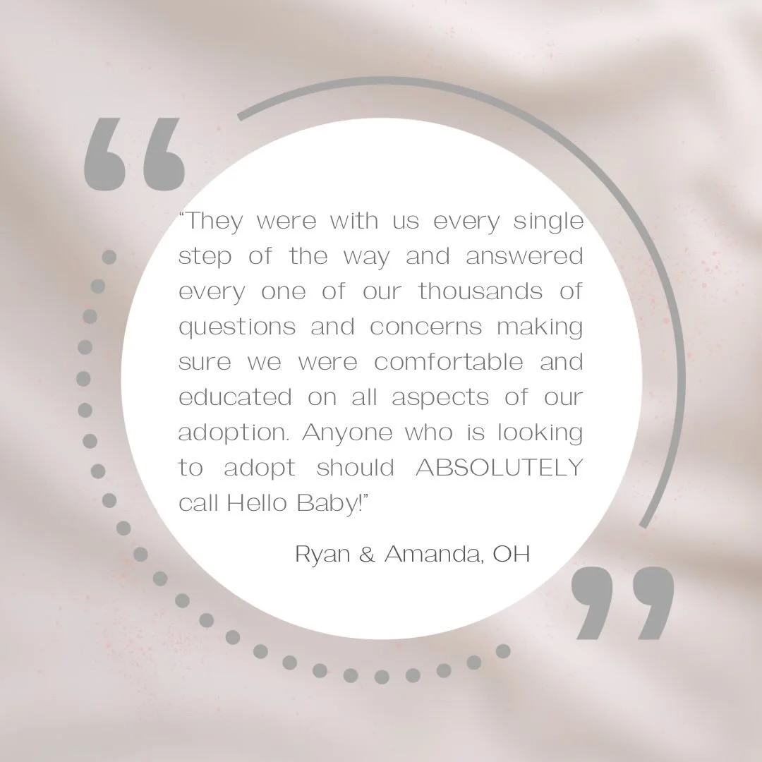 Ryan &amp; Amanda matched about a year after adding Hello Baby&rsquo;s services.✨

&ldquo;My wife and I cannot thank Kelly and the entire Hello Baby team enough for everything they did to help us adopt our baby boy! We were matched just under a year 